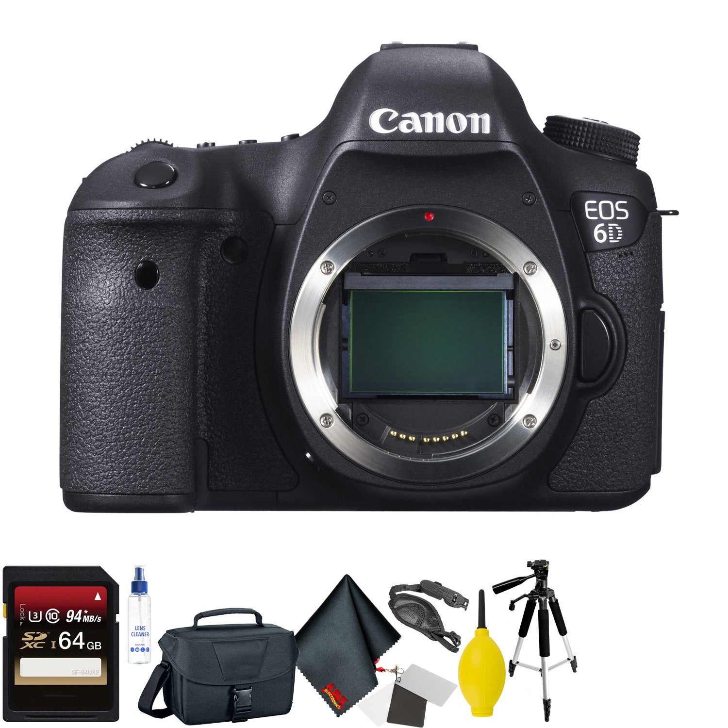 Canon EOS 6D DSLR Camera Body Only - Open Box + 64GB Memory Card + Mega Accessory Kit + 2 Year Accidental Warranty