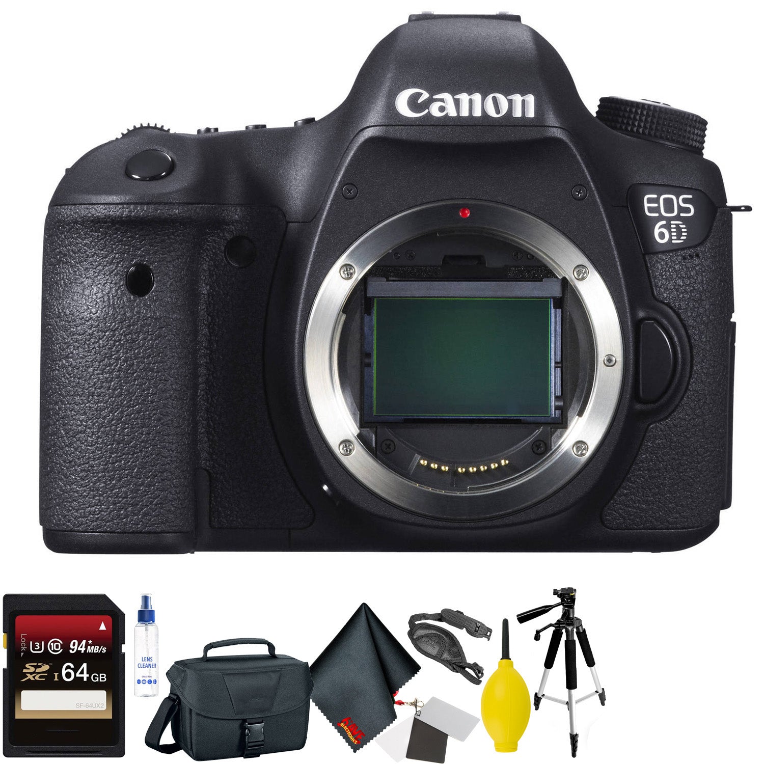 Canon EOS 6D DSLR Camera Body Only - Open Box + 64GB Memory Card + Mega Accessory Kit + 1 Year Warranty