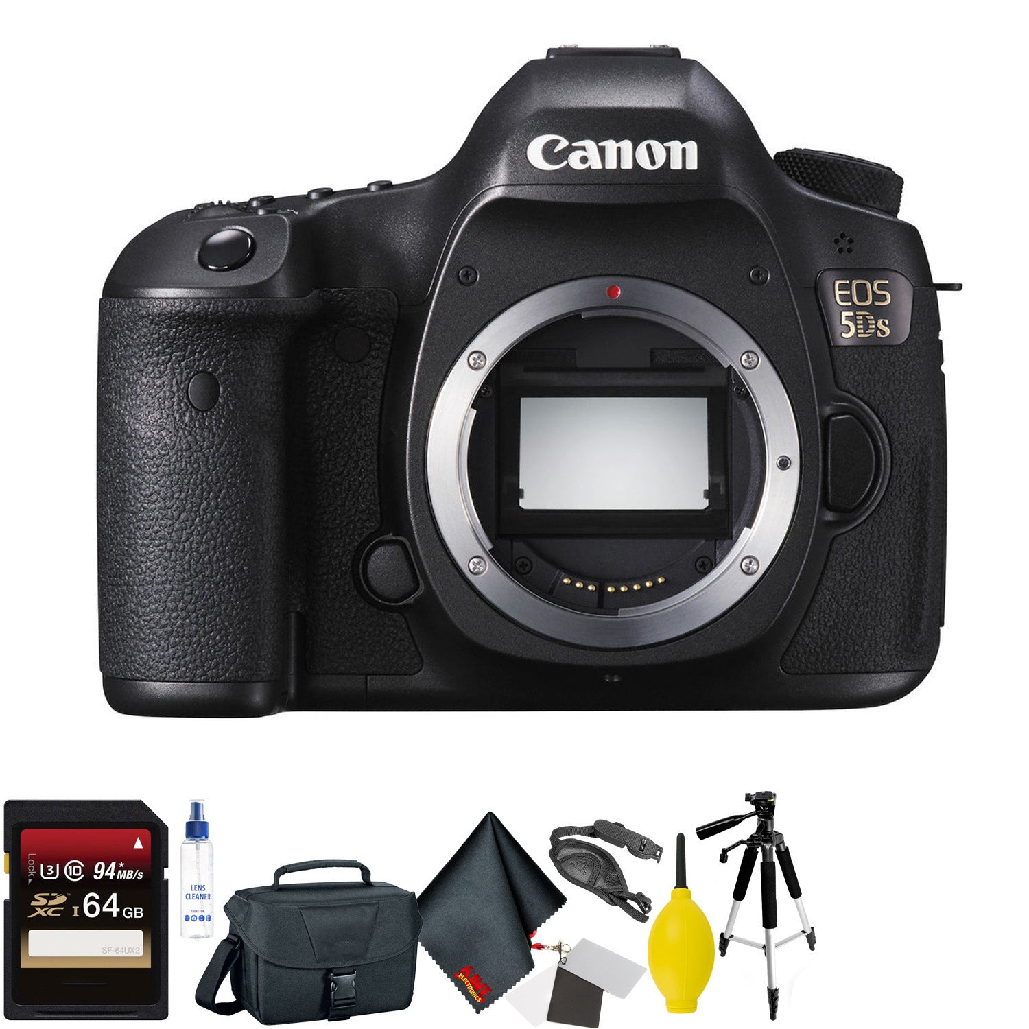 Canon EOS 5DS DSLR Camera (Body Only) + 64GB Memory Card + Mega Accessory Kit + 1 Year Warranty
