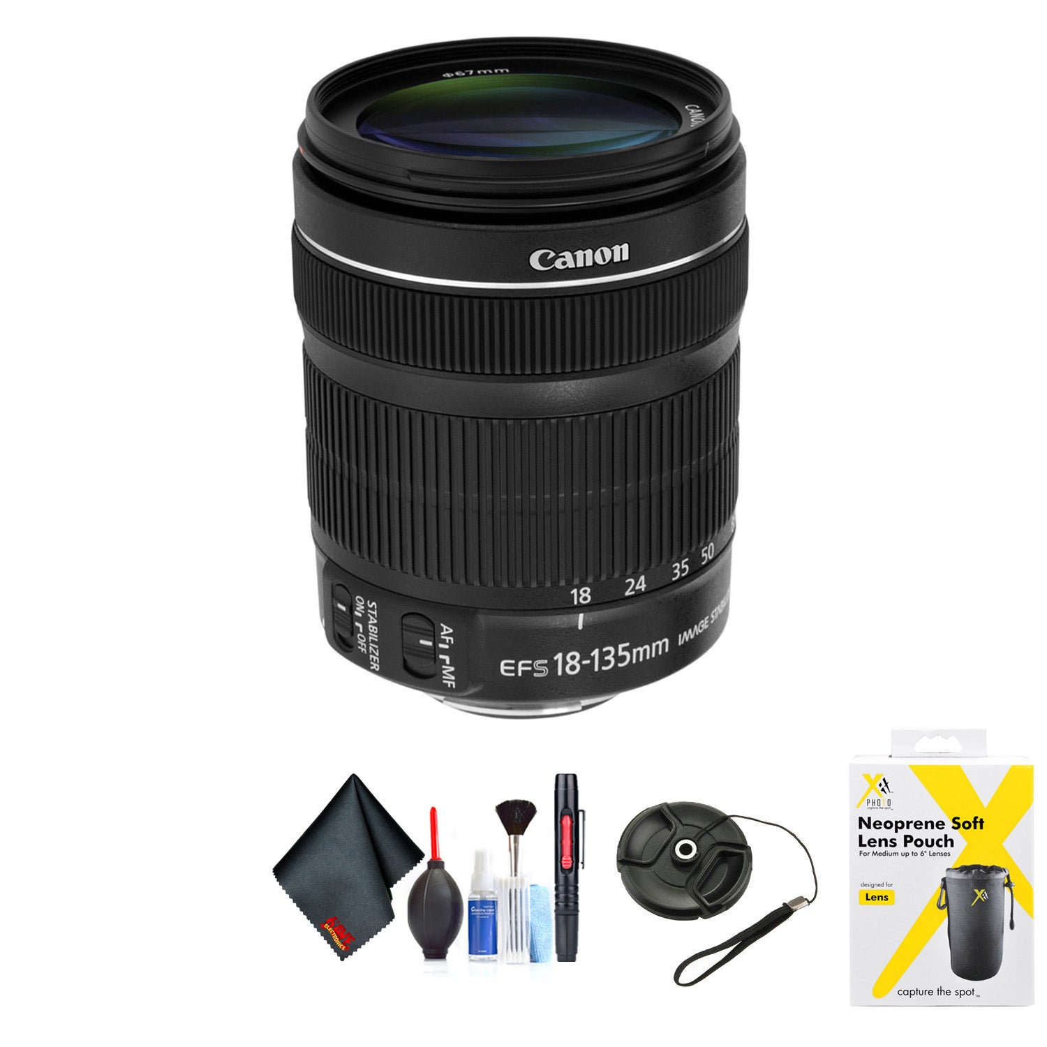 Canon EF-S 18-135mm f/3.5-5.6 is STM Lens for Canon EF-S Mount + Accessories (International Model with 2 Year Warranty)