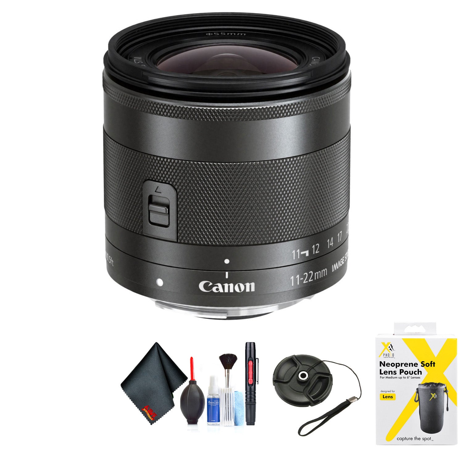 Canon EF-M 11-22mm f/4-5.6 is STM Lens for EF-M Mount + Accessories (International Model with 2 Year Warranty)