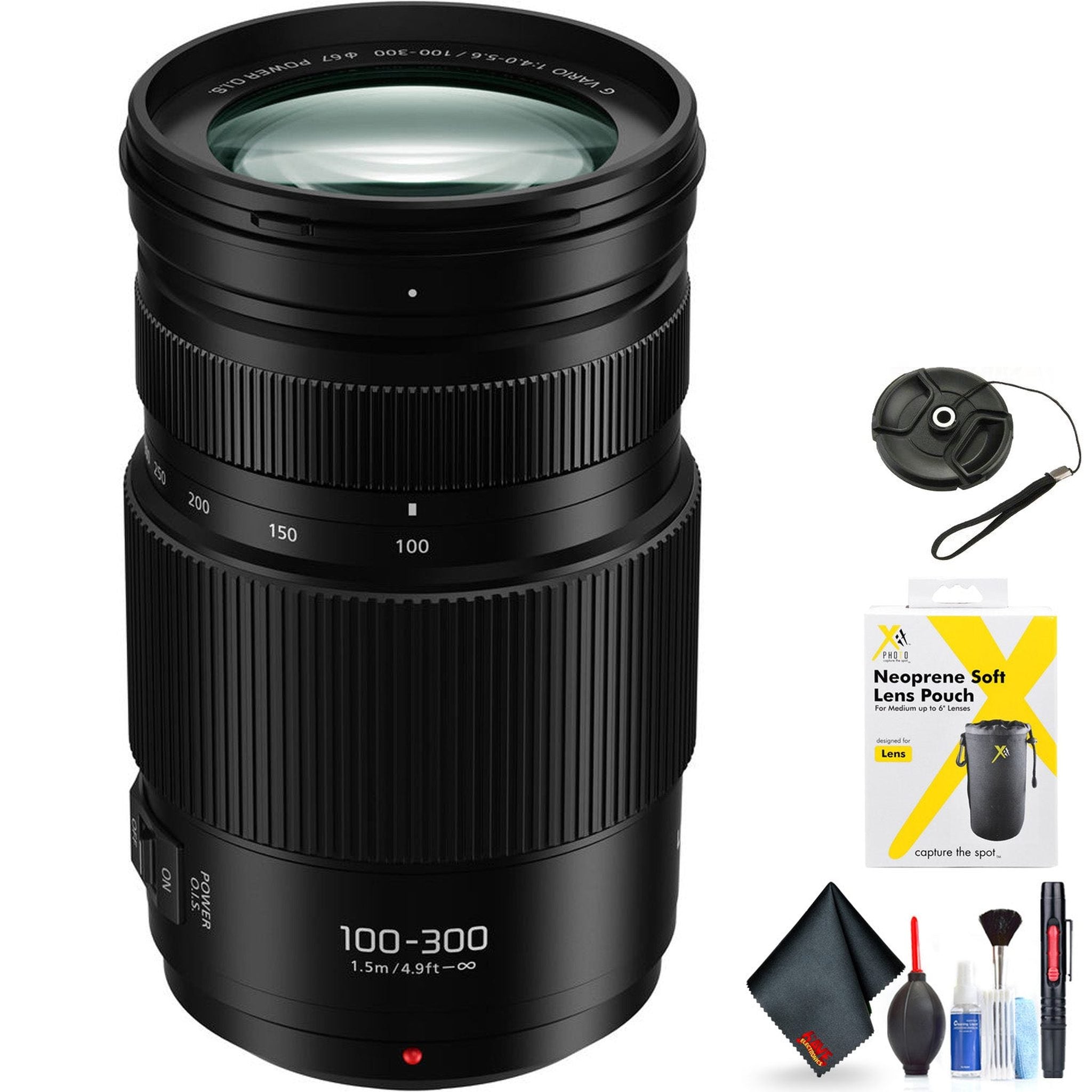 Panasonic Lumix G Vario 100-300mm f/4-5.6 II Power O.I.S. Lens for Micro Four Thirds Mount + Accessories International