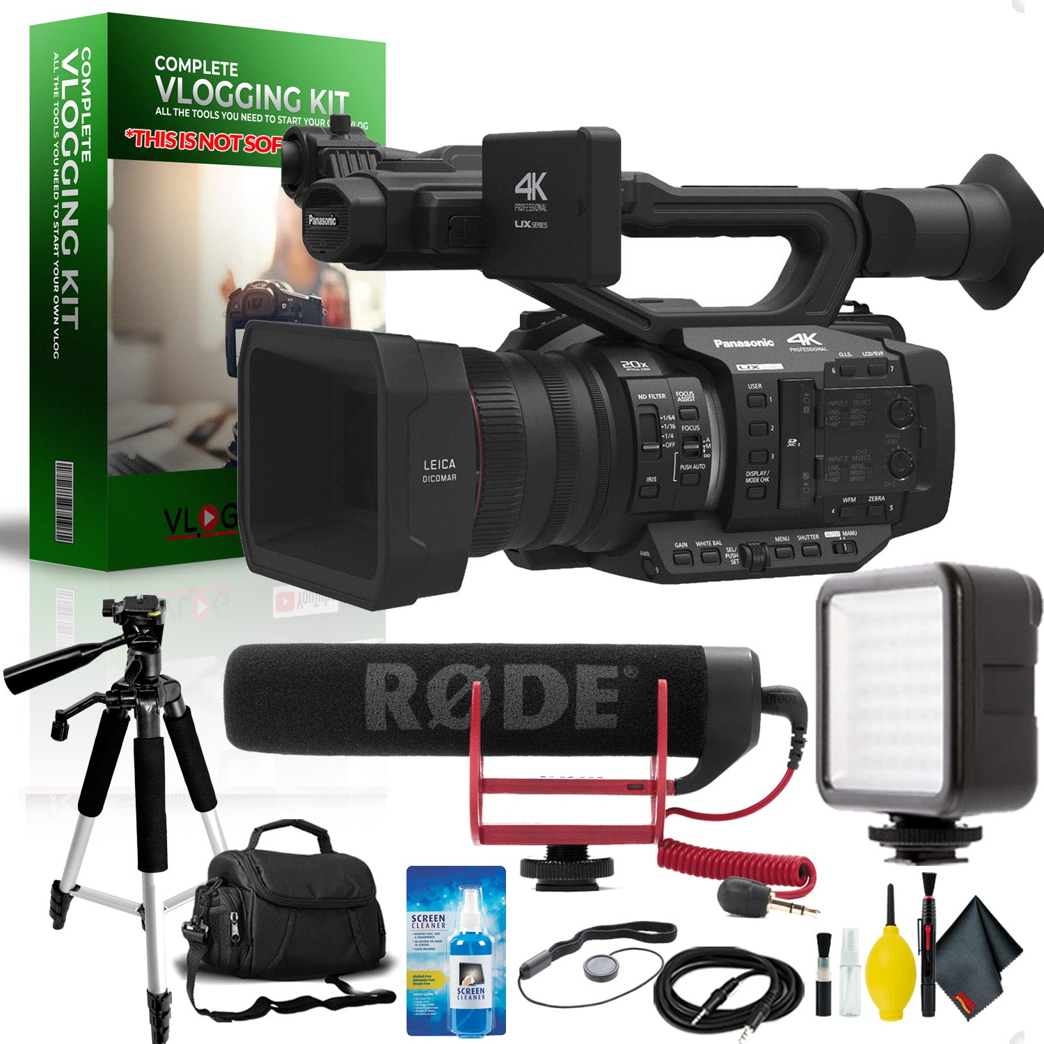 Panasonic AG-UX180 4K Premium Professional Camcorder Complete Vlogging Equipment Kit