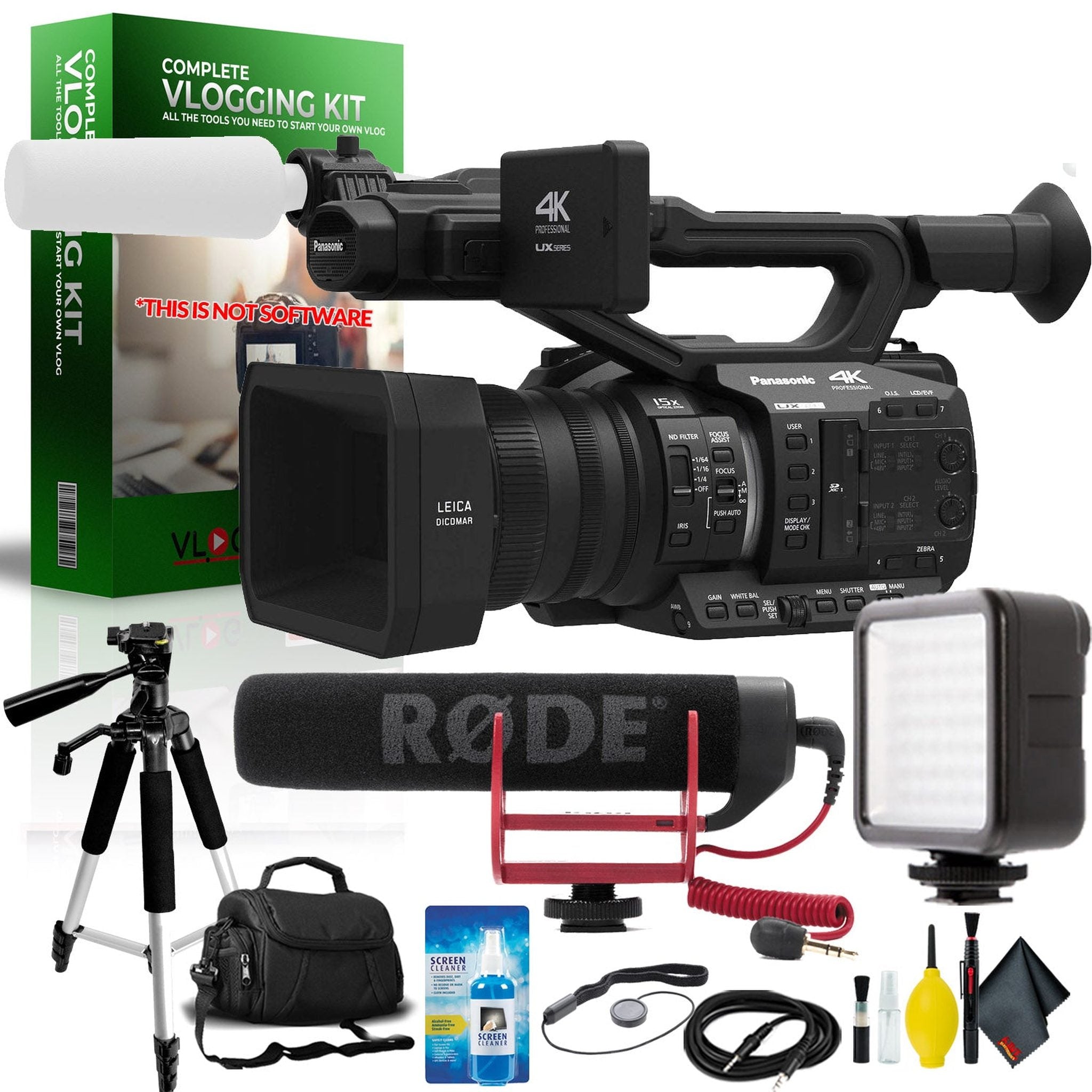 Panasonic AG-UX90 4K/HD Professional Camcorder International Model Complete Vlogging Equipment Kit Bundle
