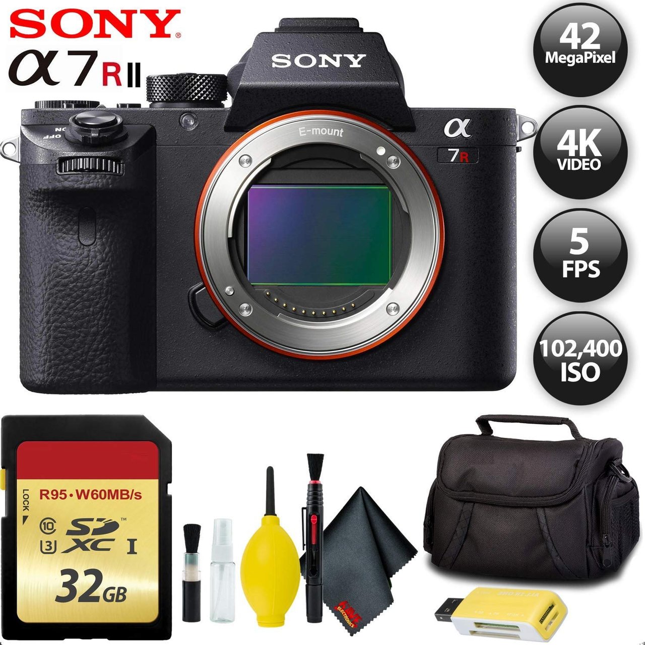 Sony Alpha a7R II Mirrorless Digital Camera + 256GB Memory Card Base Kit with Accessories