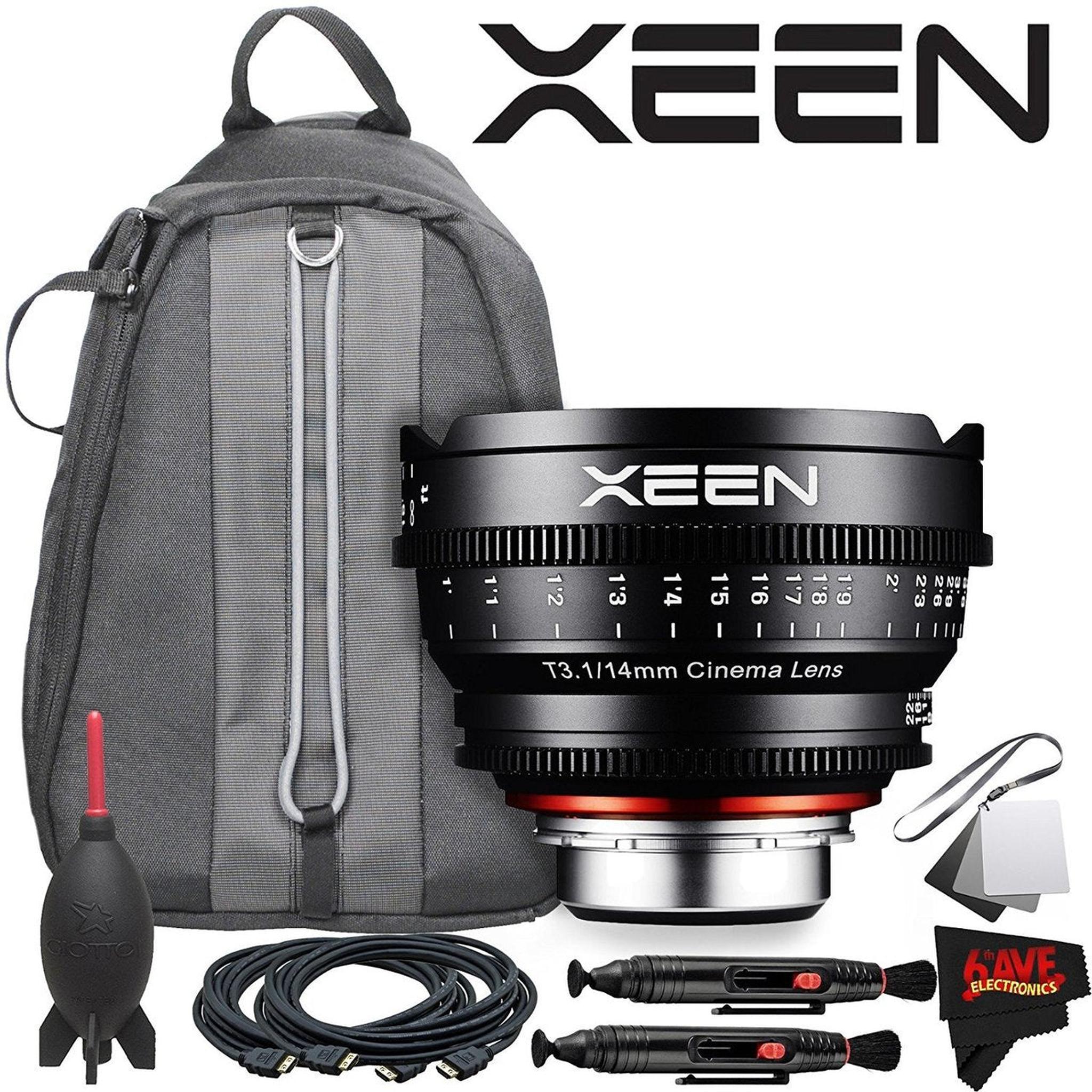 Rokinon Xeen 14mm T3.1 Lens for Canon EF Mount With Professional Lens Backpack and Accessories