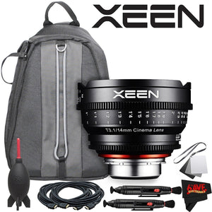 Rokinon Xeen 14mm T3.1 Lens for Canon EF Mount With Professional Lens Backpack and Accessories