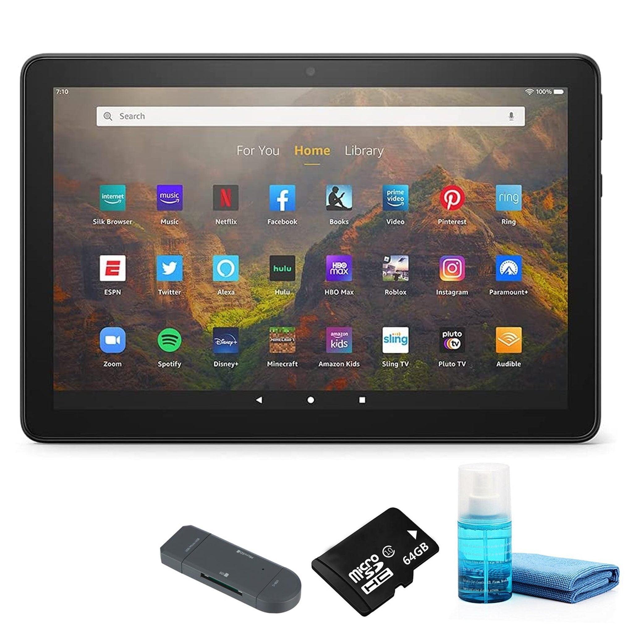 Fire HD 10 Inch Tablet Full HD, 32GB Black 2021 with 64GB Micro SD Card Amazon