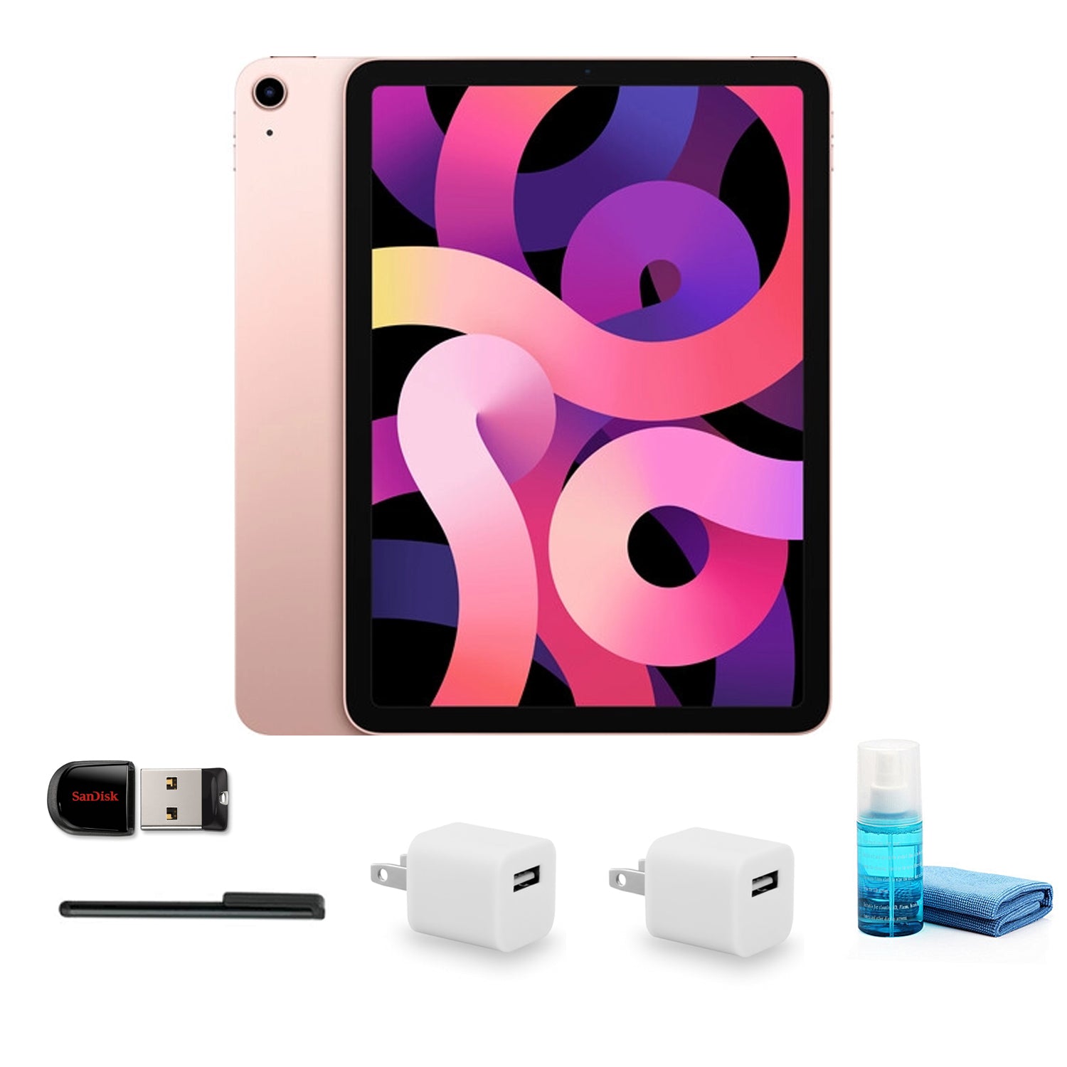 Apple 10.9 Inch iPad Air (4th Gen, 64GB, Rose Gold) with Cleaning Kit + More