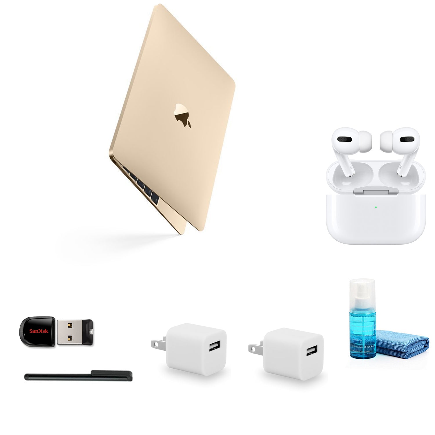 Apple Macbook 12 Inch Laptop, Retina, 512GB Gold (Spanish Keyboard) MNYL2E/A with Apple AirPods Pro