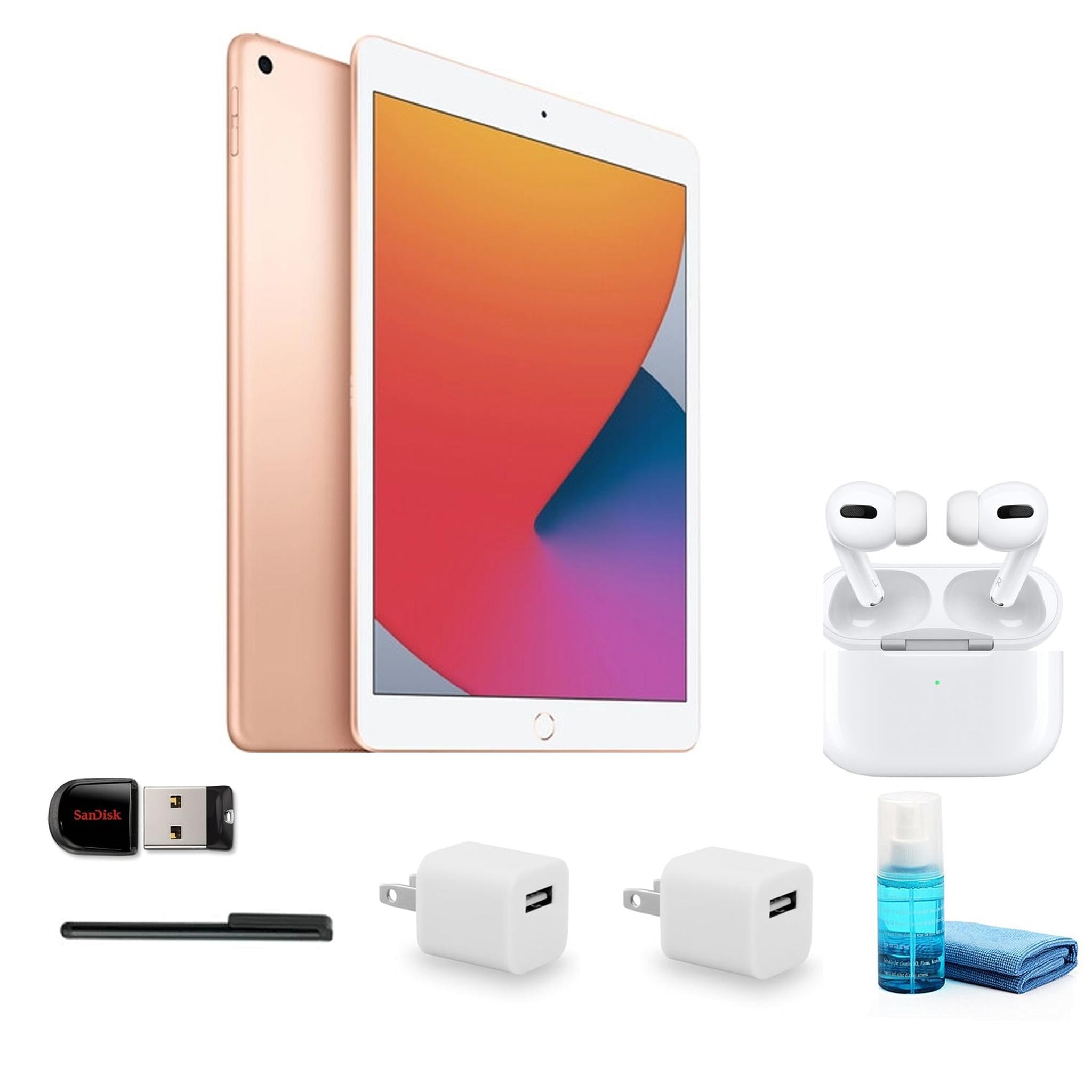 Apple 10.2" iPad 8th Gen, 32GB, Wi-Fi Only, Gold Bundle with Apple AirPods Pro
