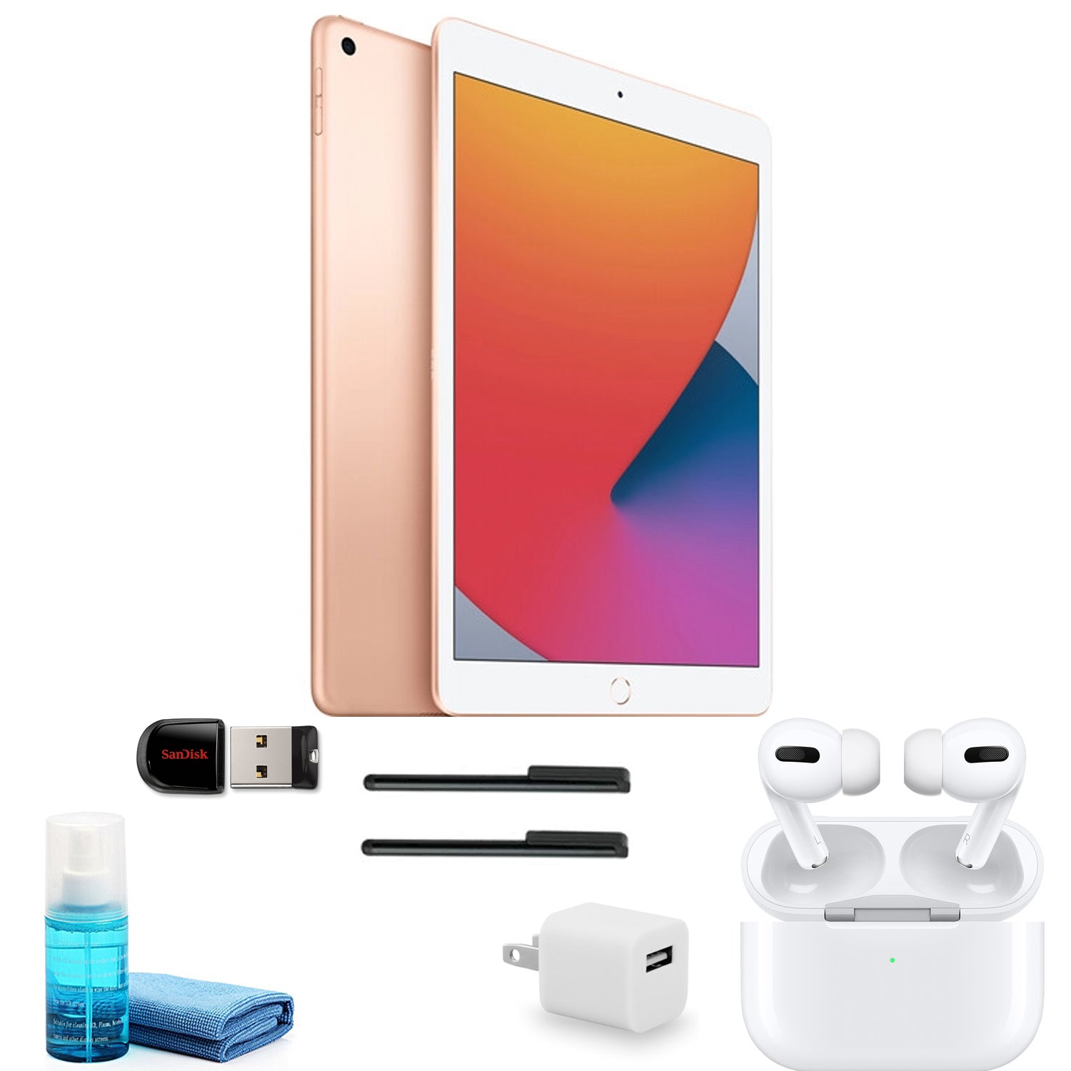 Apple iPad 10.2 Inch (32GB, Gold, MYLC2LL/A) with Apple AirPods Pro and more