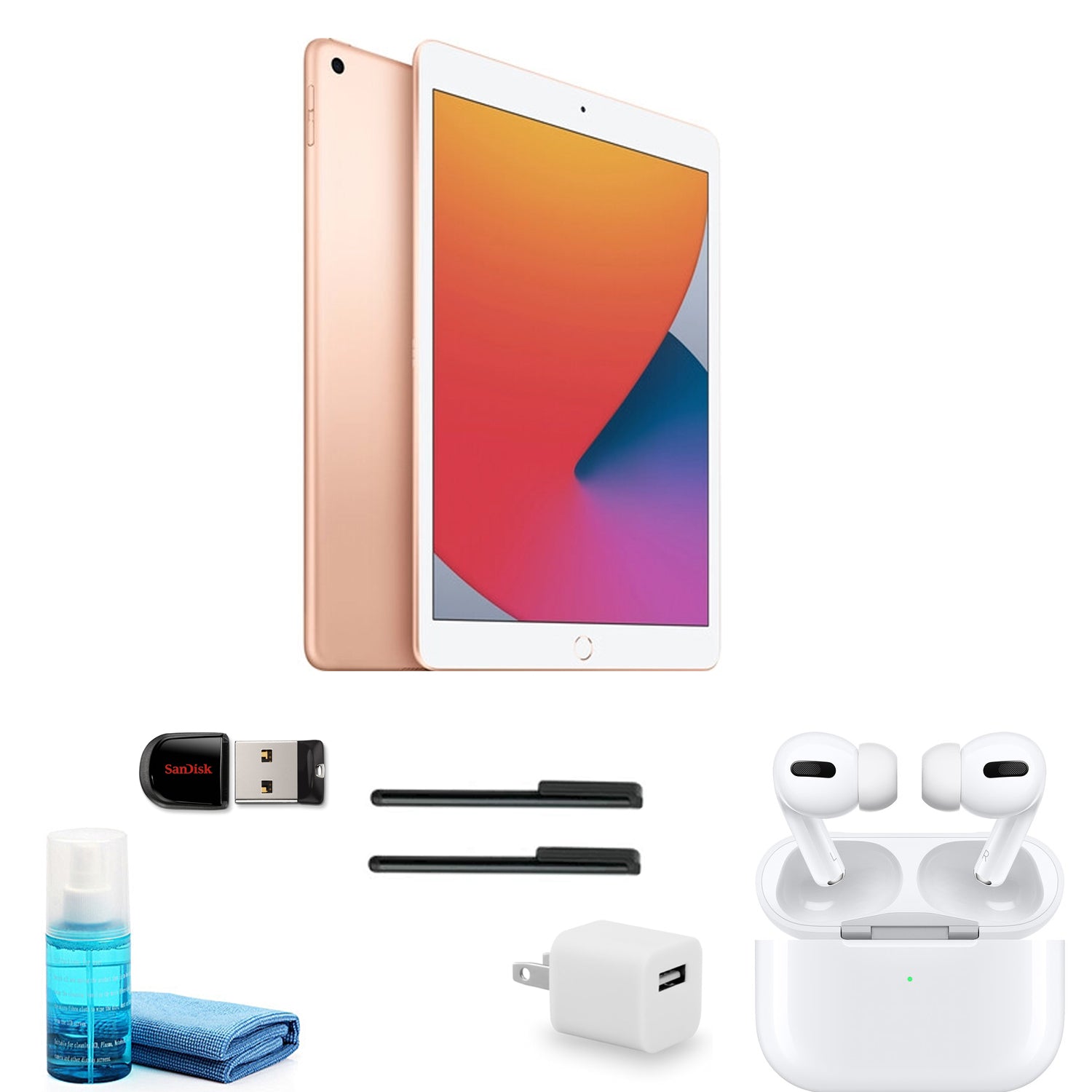 Apple iPad 10.2 Inch (128GB, Gold, MYLF2LL/A) with Apple AirPods Pro and more