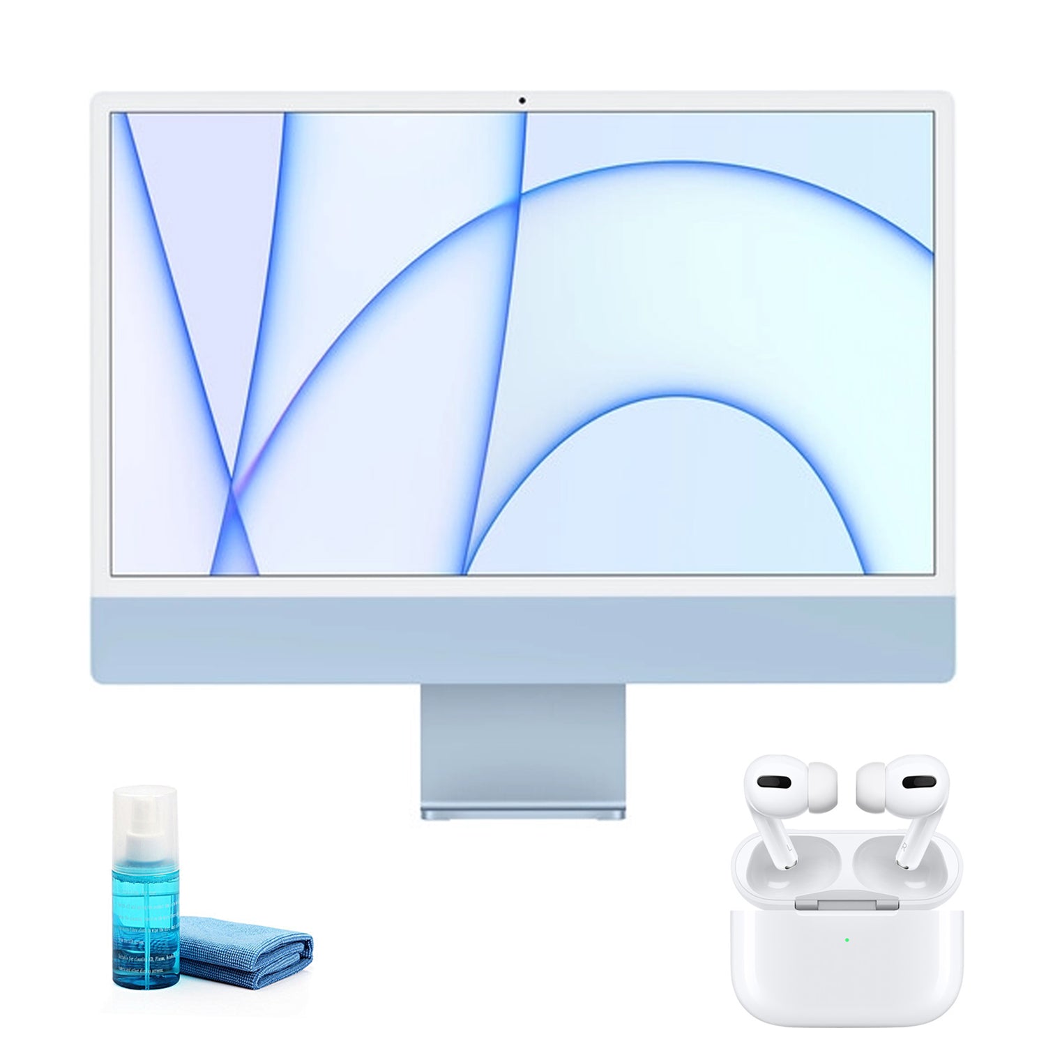 Apple iMac with M1 Chip 24 Inch (Mid 2021, Blue) with Apple Airpods Pro Bundle