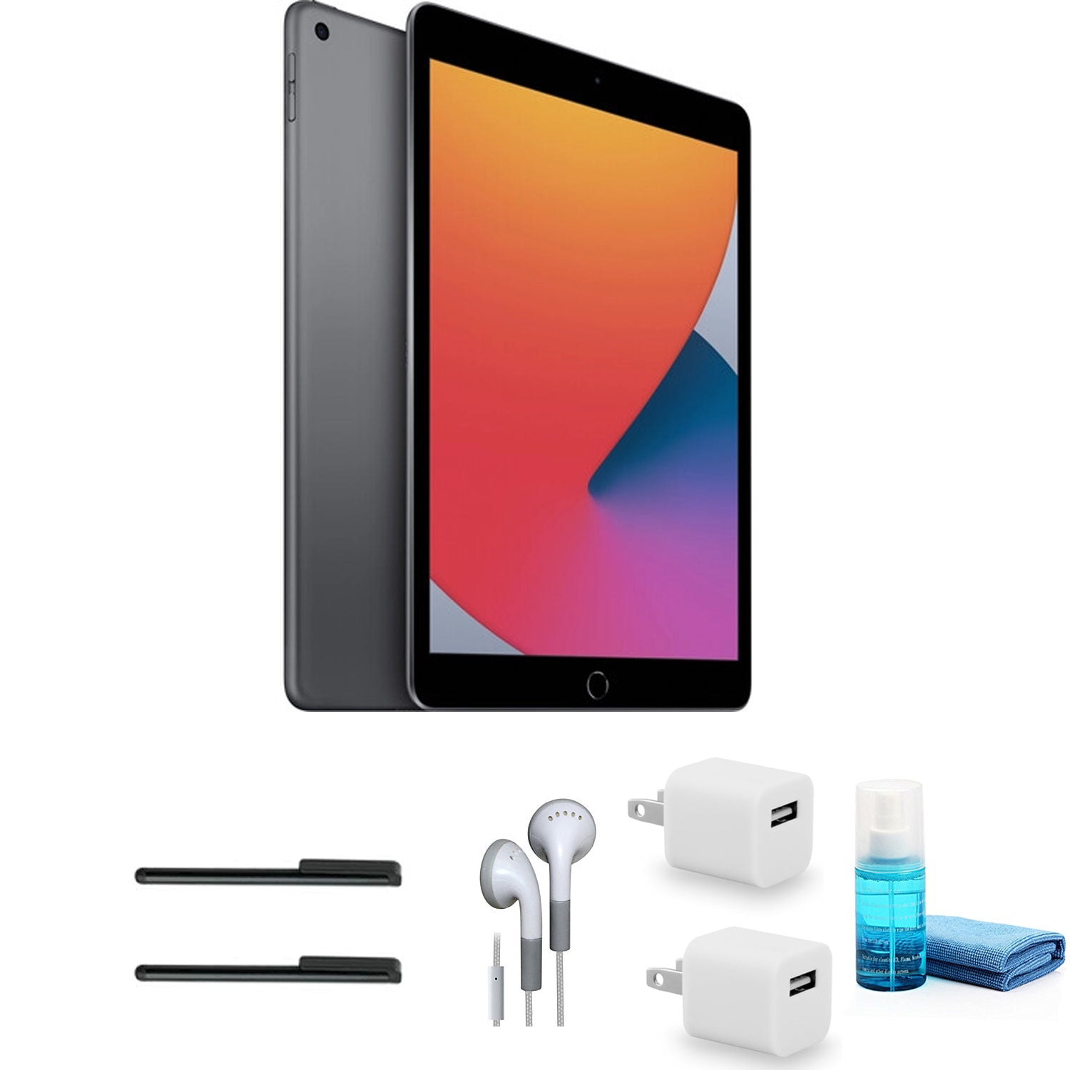 Apple 10.2 Inch iPad (8th Gen, 32GB, Wi-Fi Only, Space Gray) with Earbuds + More