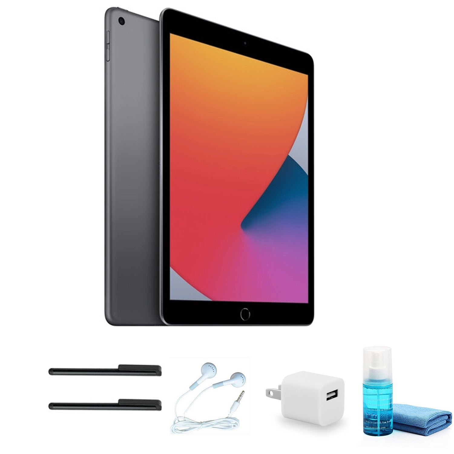 Apple 10.2 Inch iPad (32GB, Wi-Fi Only, Space Gray) with Wired Earbuds Advanced Bundle