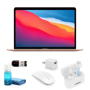 Apple MacBook Air M1 13 Inch Gold MGND3LL/A - with White Earbuds and more Apple