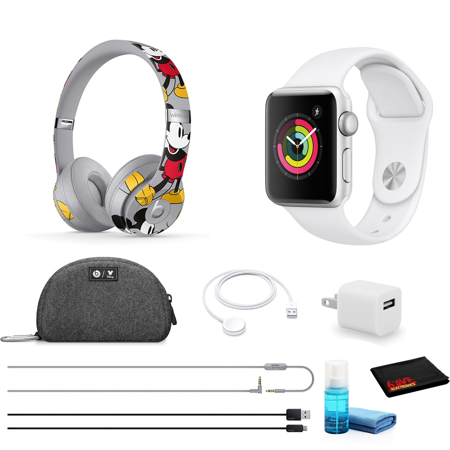 Apple Watch Series 3 42mm White Band - Kit with MICKEY Mouse Beats + MORE