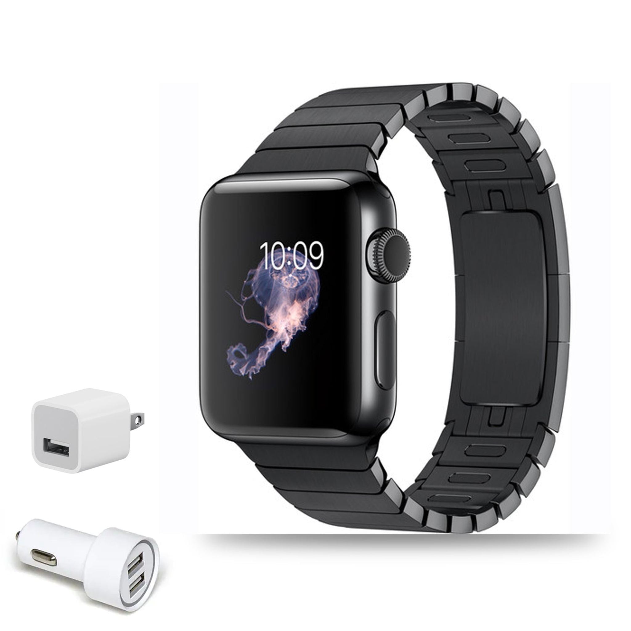 Apple Watch Series 2 38mm Smartwatch Black Kit USB Adapter Cube Bundle