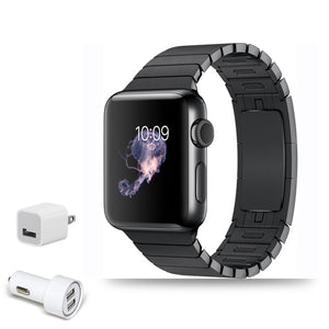 Apple Watch Series 2 38mm Smartwatch Black Kit USB Adapter Cube Bundle