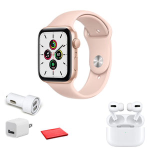 Apple Watch SE GPS, 40mm Silver Case + White Sport Band with Apple AirPods Pro