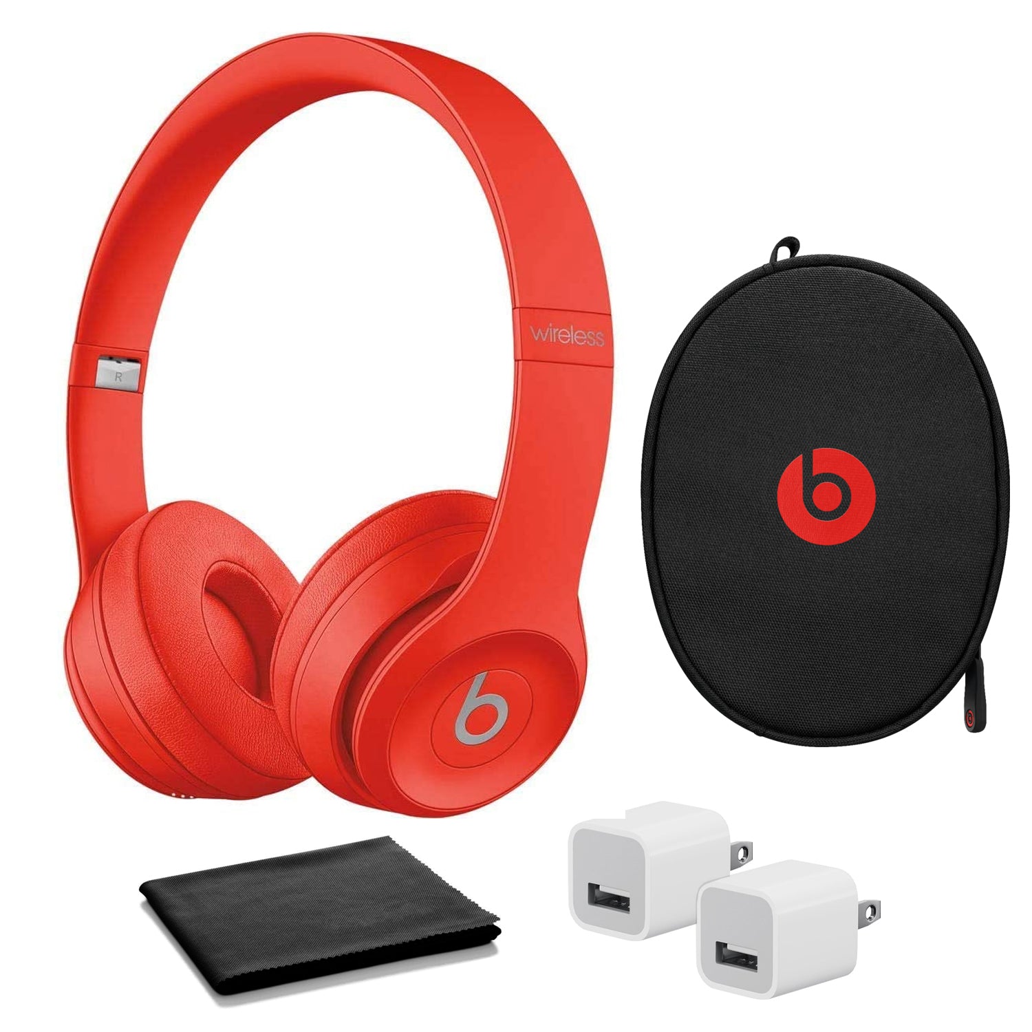 Solo 3 Wireless On-Ear Headphones - RED- with USB adapter Bundle