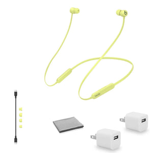 Beats by Dr. Dre Beats Flex Wireless In-Ear Headphones Yuzu Yellow MYMD2LL/A with 2x Universal USB Wall Adapter Cubes Bundle Beats