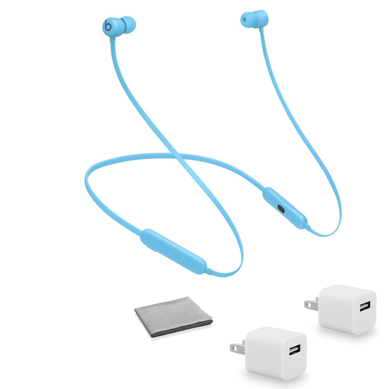 Beats by Dr. Dre Beats Flex Wireless In-Ear Headphones Flame Blue MYMG2LL/A with 2x Universal USB Wall Adapter Cubes Bundle