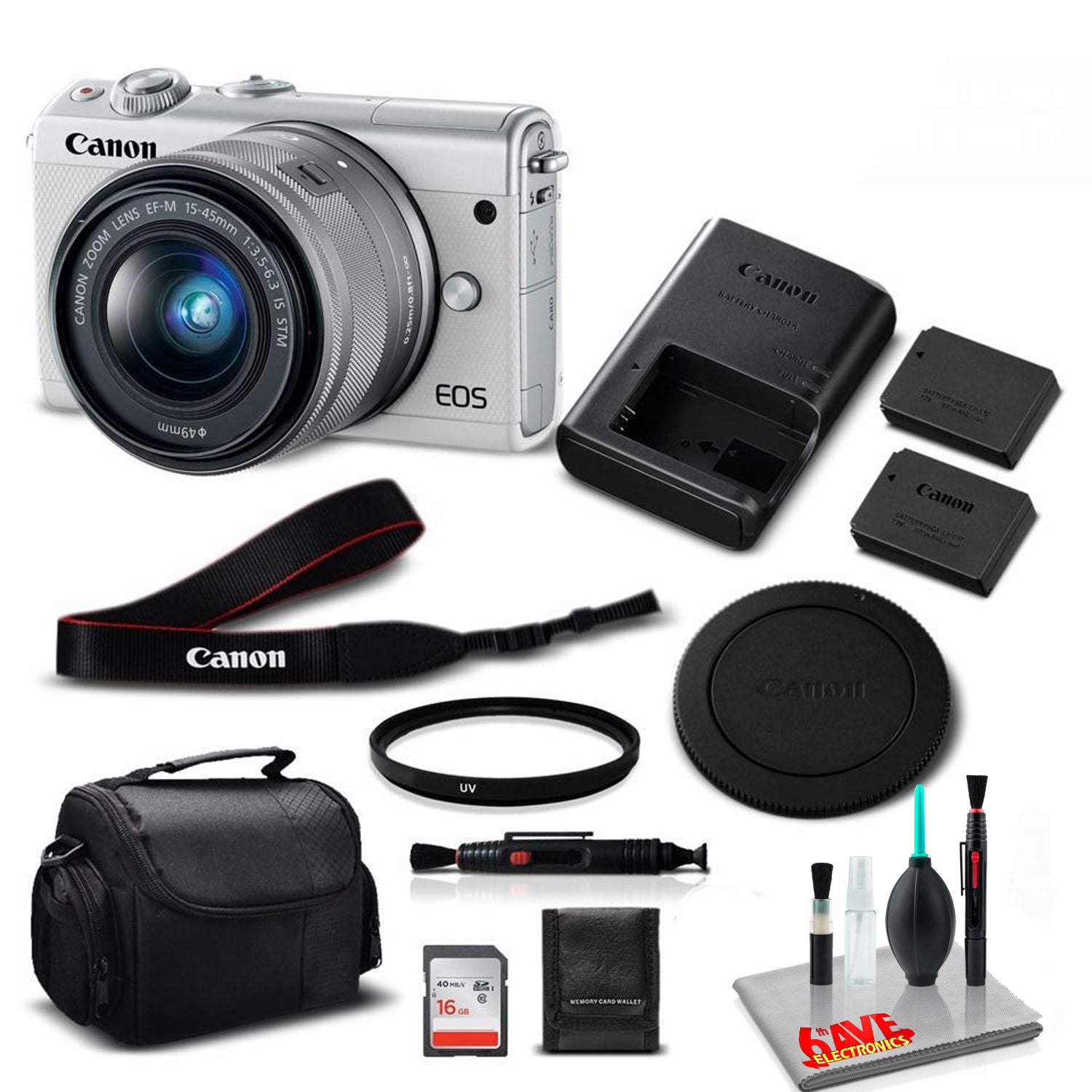 Canon M100 Camera 15-45 Lens Kit Box - Kit with 16GB- International Model