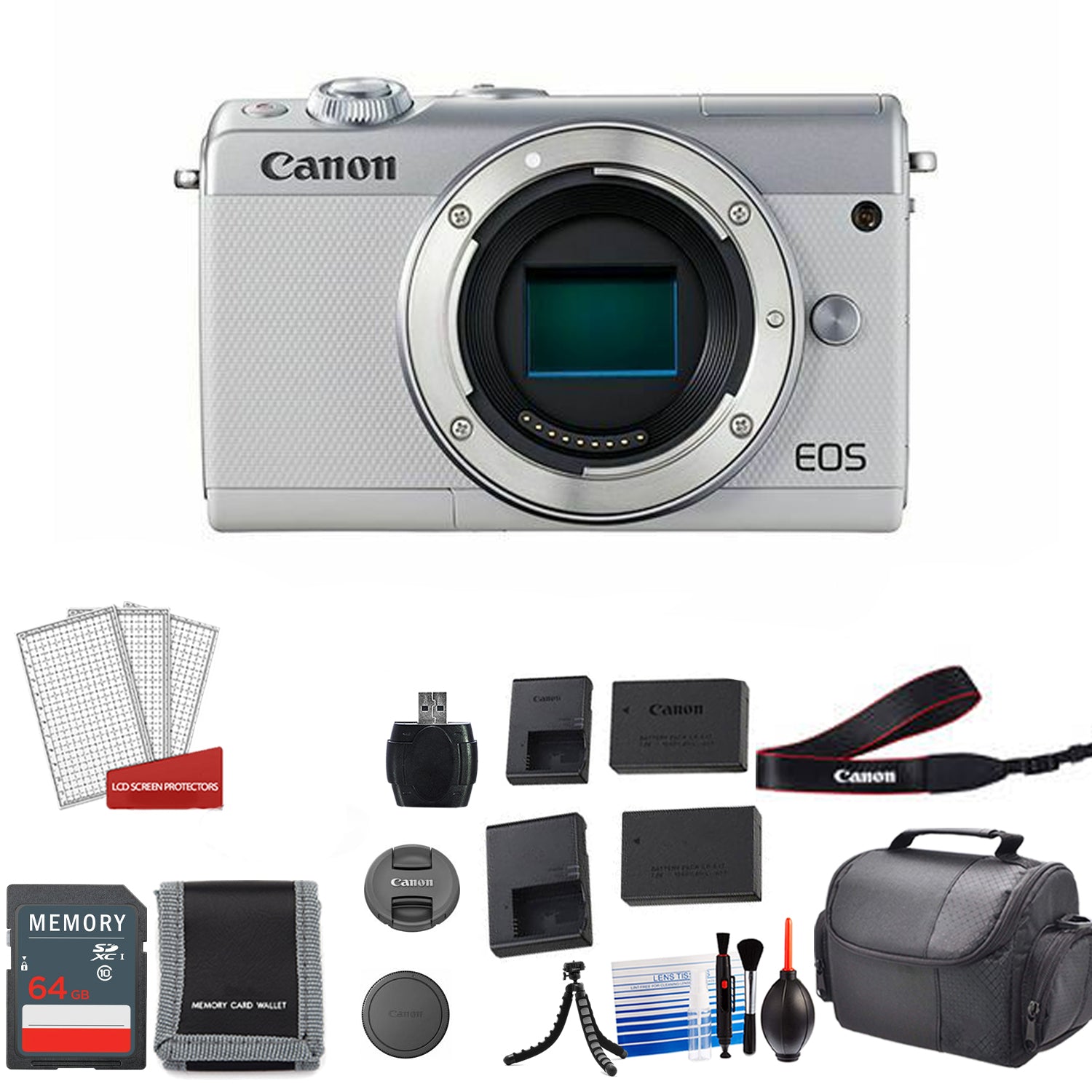 Canon M100 Mirrorless Camera Body (Kit Box) Bundle ? International Model