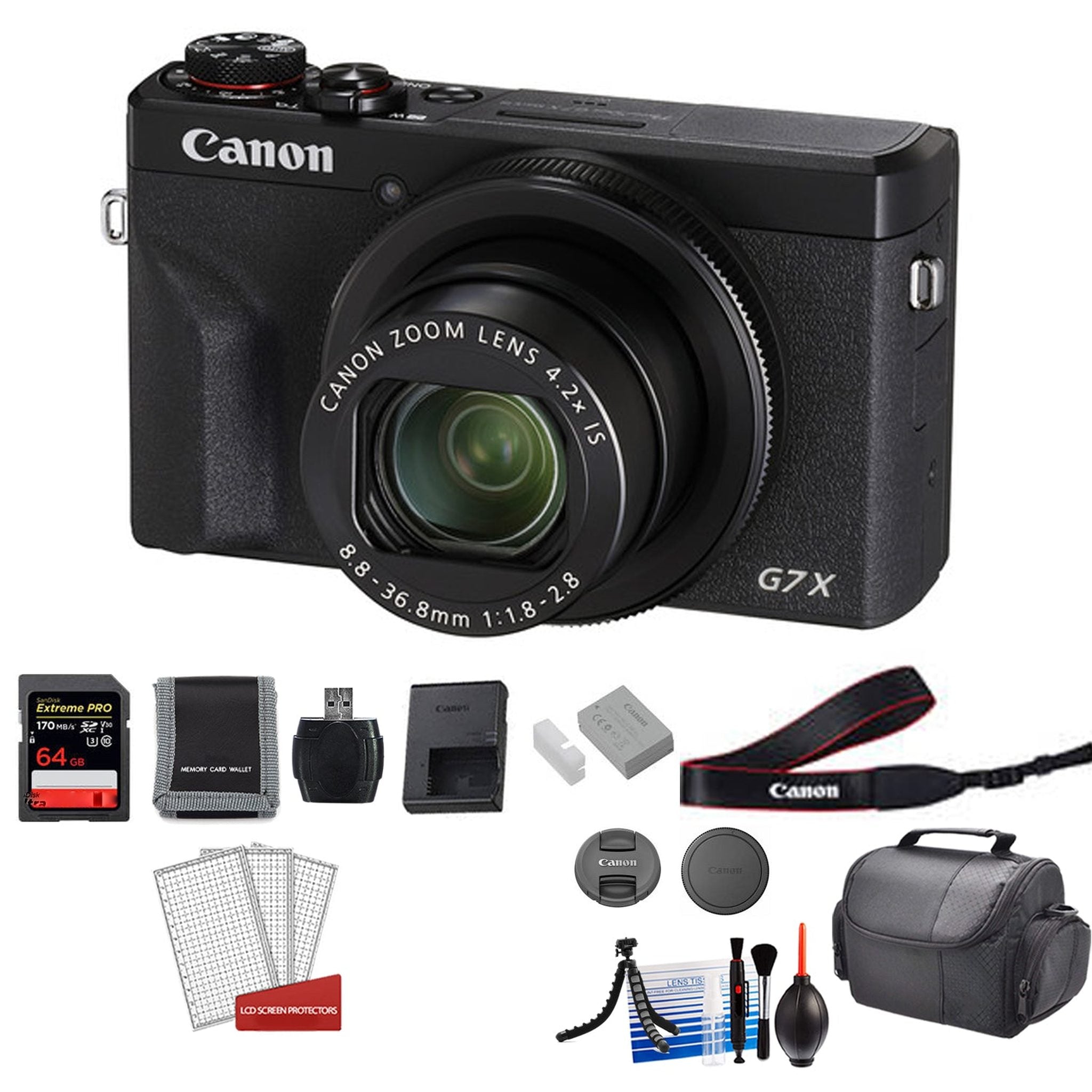 Canon PowerShot G7X Mark III Camera Black with 64GB Memory Card Bundle Canon