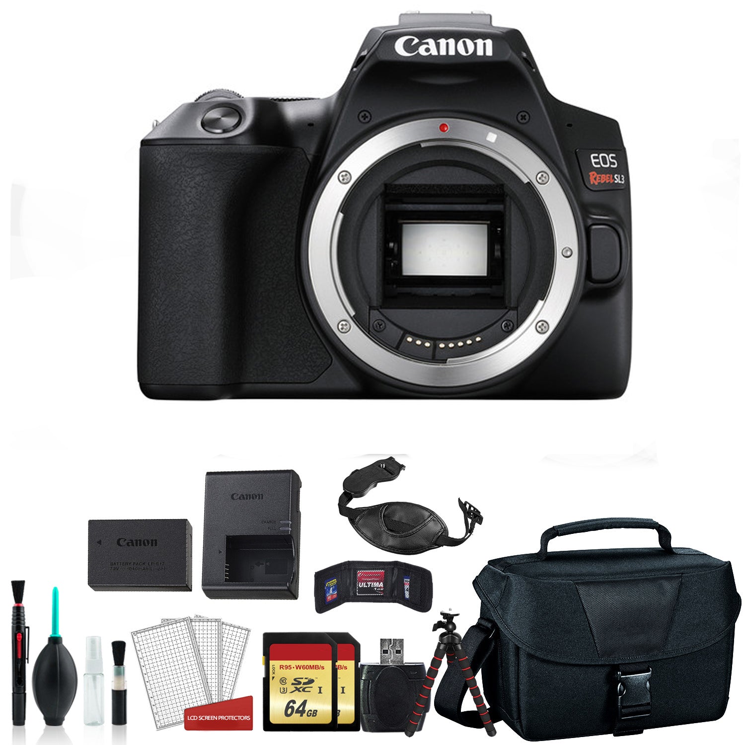 Canon Rebel SL3 Camera (Body Only) (Kit Box) - Kit with 2x 64GB Card