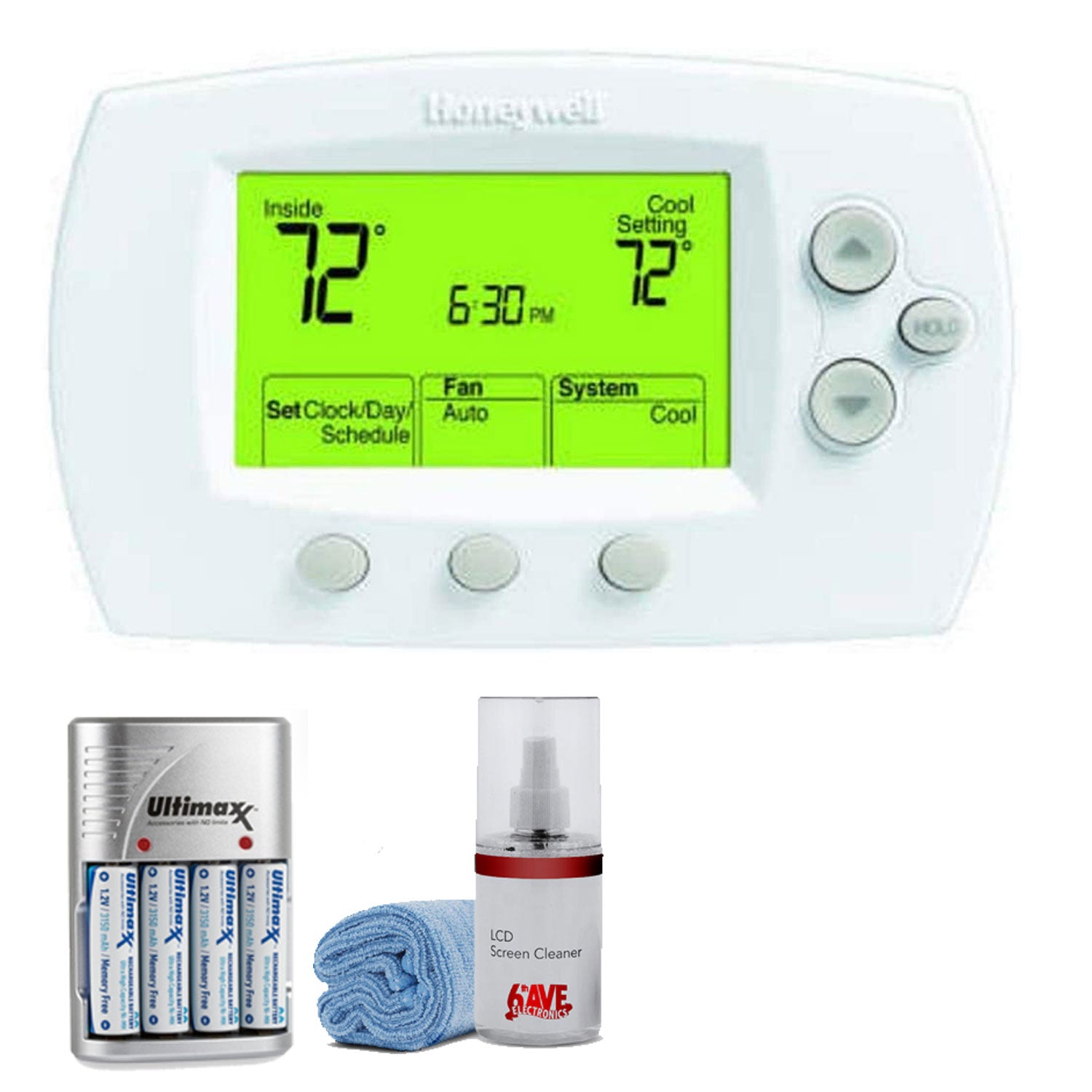 Honeywell TH6220 FocusPro 6000 5-1-1 Programmable Thermostat Kit with 4 AA Batteries