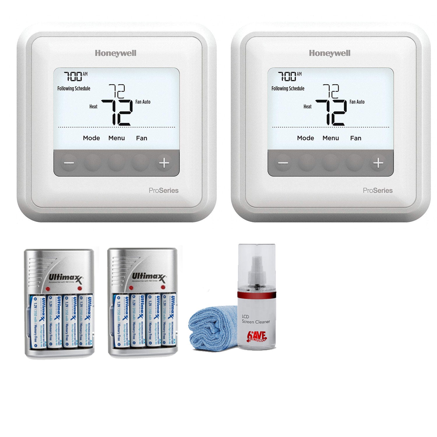 Honeywell TH4110U2005/U T4 Pro Programmable Thermostat - 2 Pack Kit with Batteries