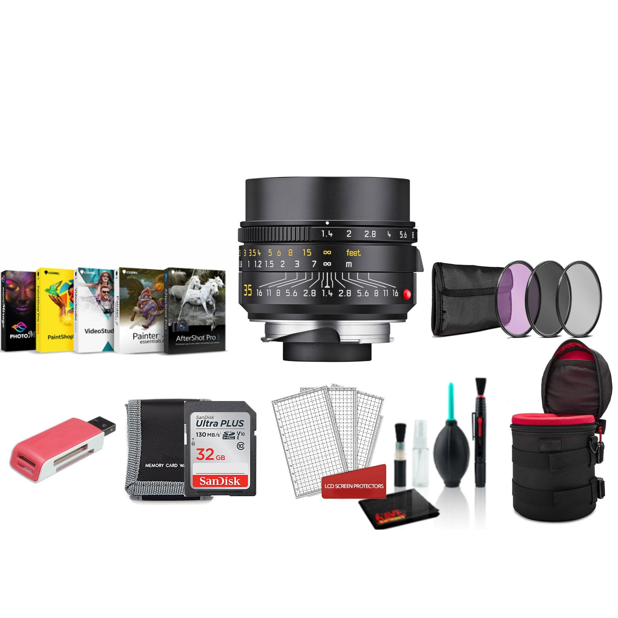 Leica Summilux-M 35mm f/1.4 ASPH. Lens Black with Filter Kit and More
