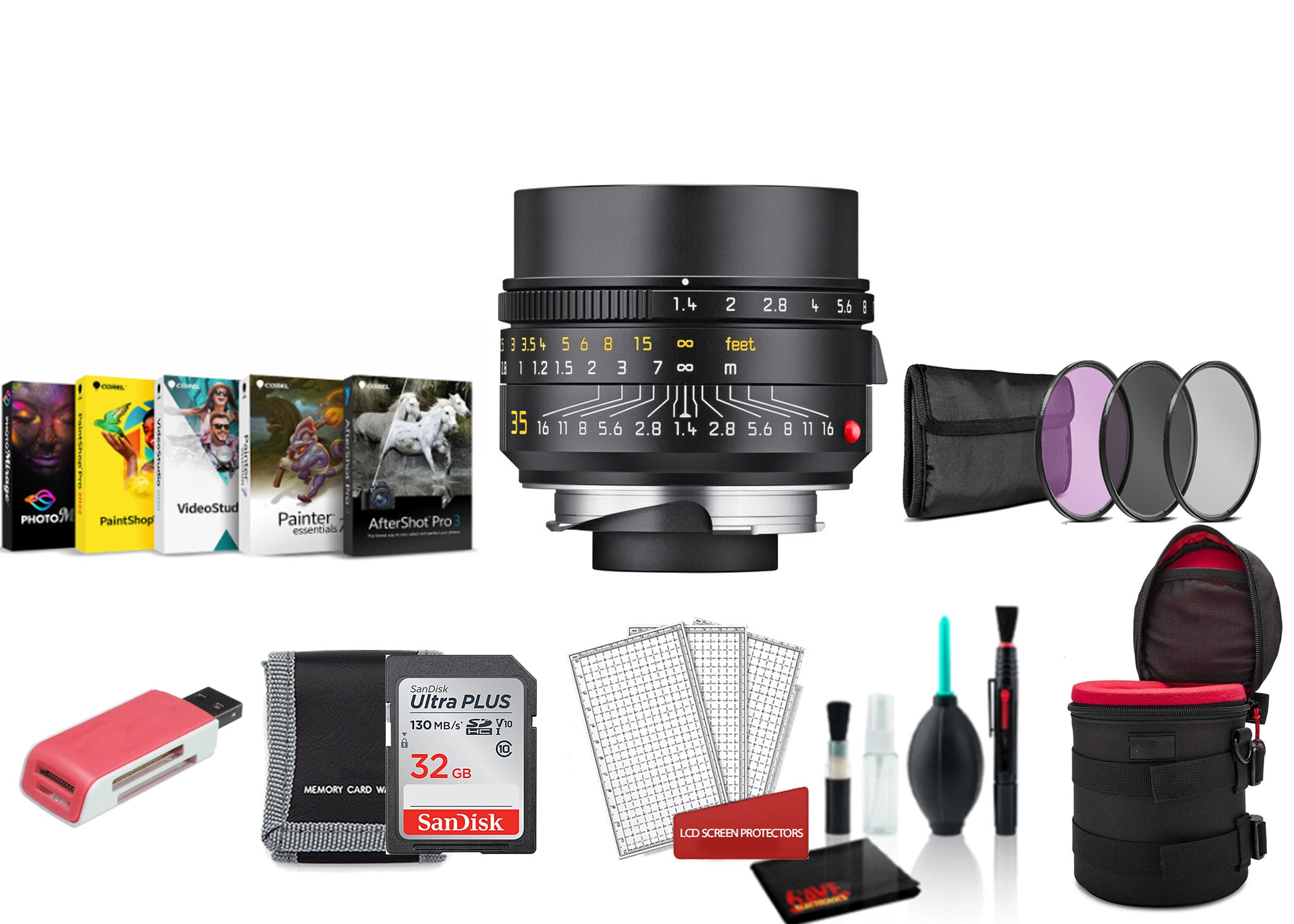 Leica Summilux-M 35mm f/1.4 ASPH. Lens (Black) with Filter Kit and More