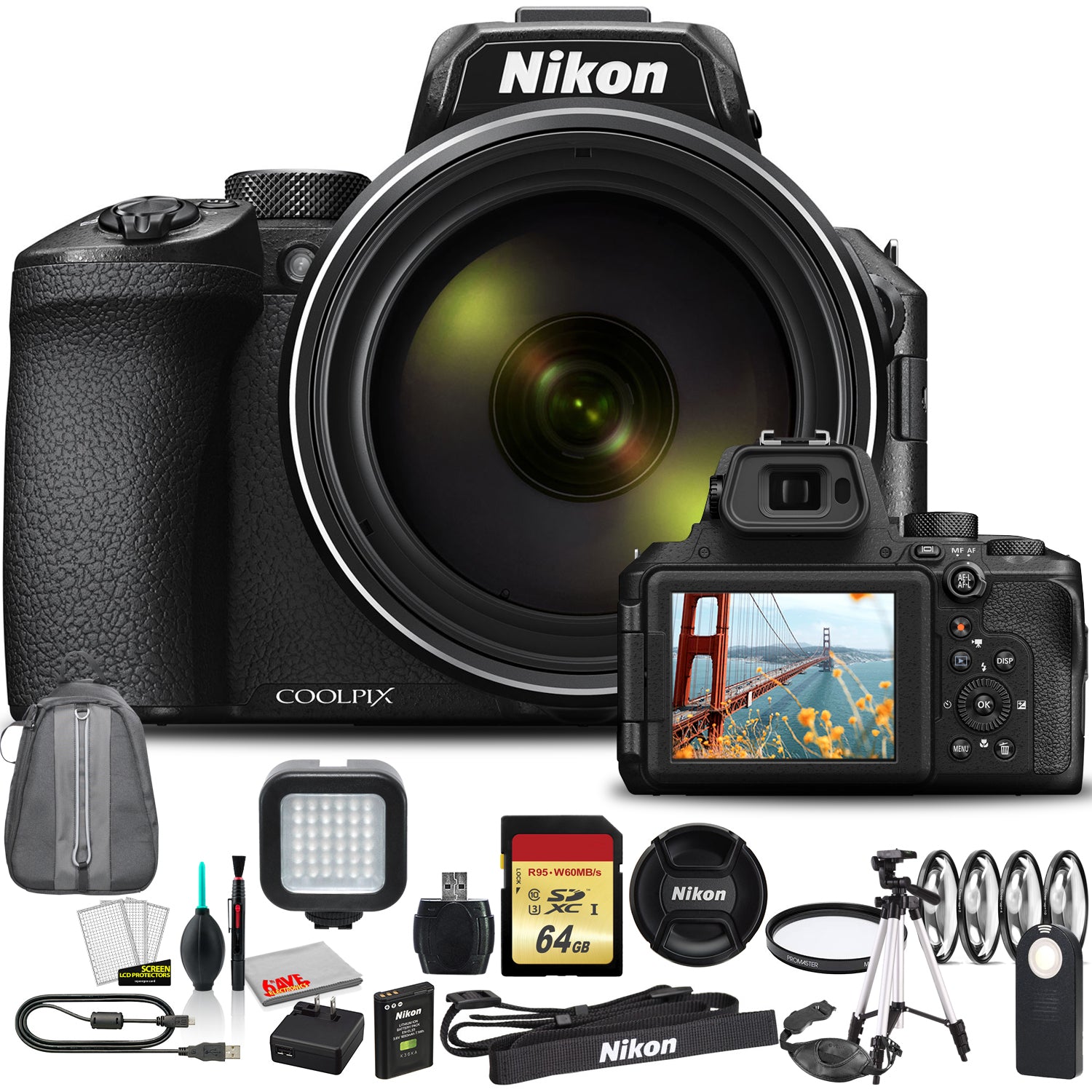 Nikon COOLPIX P950 Camera - Kit with Bag + LED Light International Model Bundle