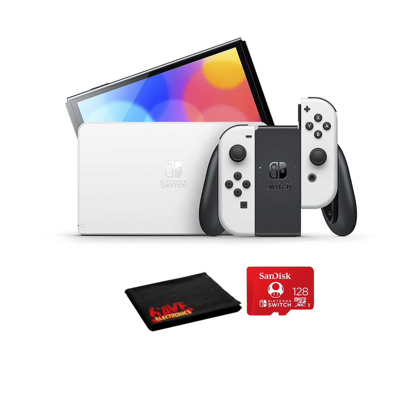 Nintendo Switch – OLED Model w/ White Joy-Cons and 128GB Micro SD-Card
