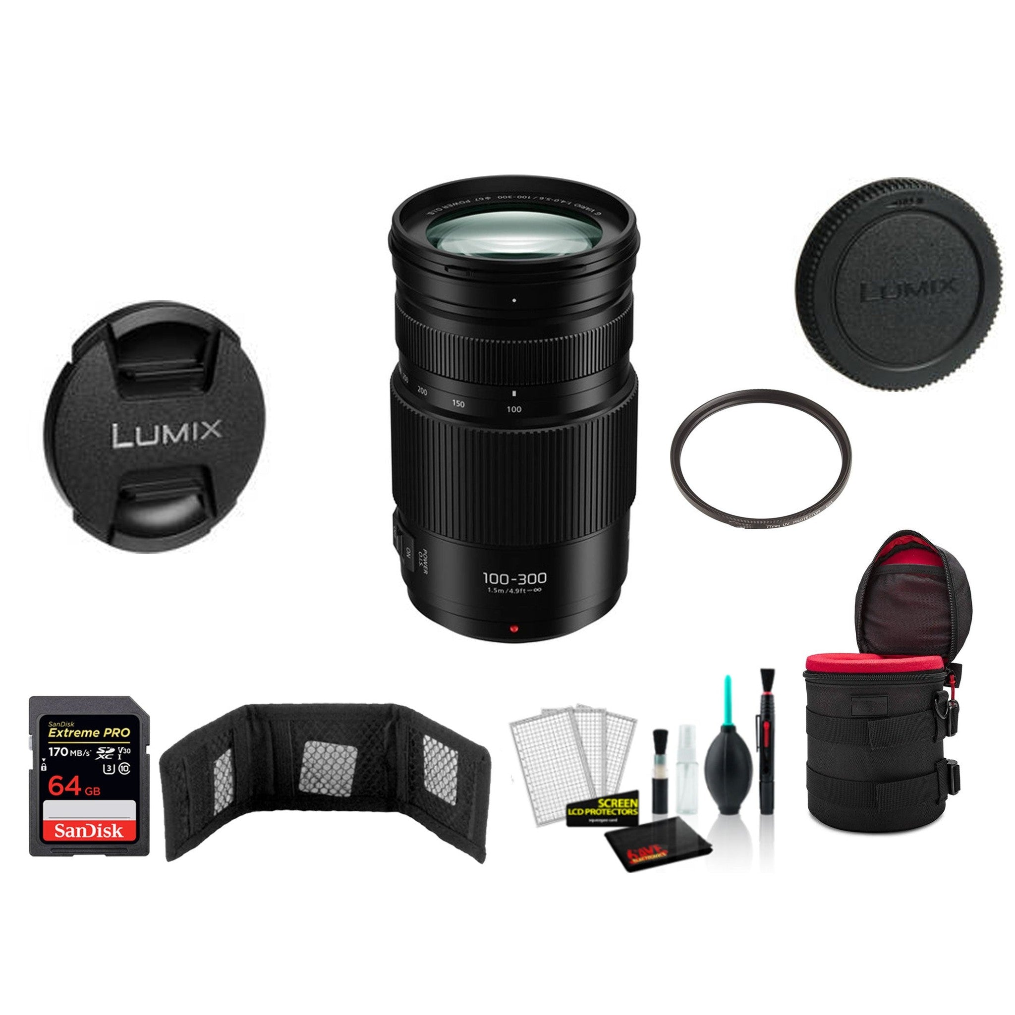 Panasonic Lumix 100-300mm f/4-5.6 II POWER O.I.S. Lens Kit International Model Panasonic