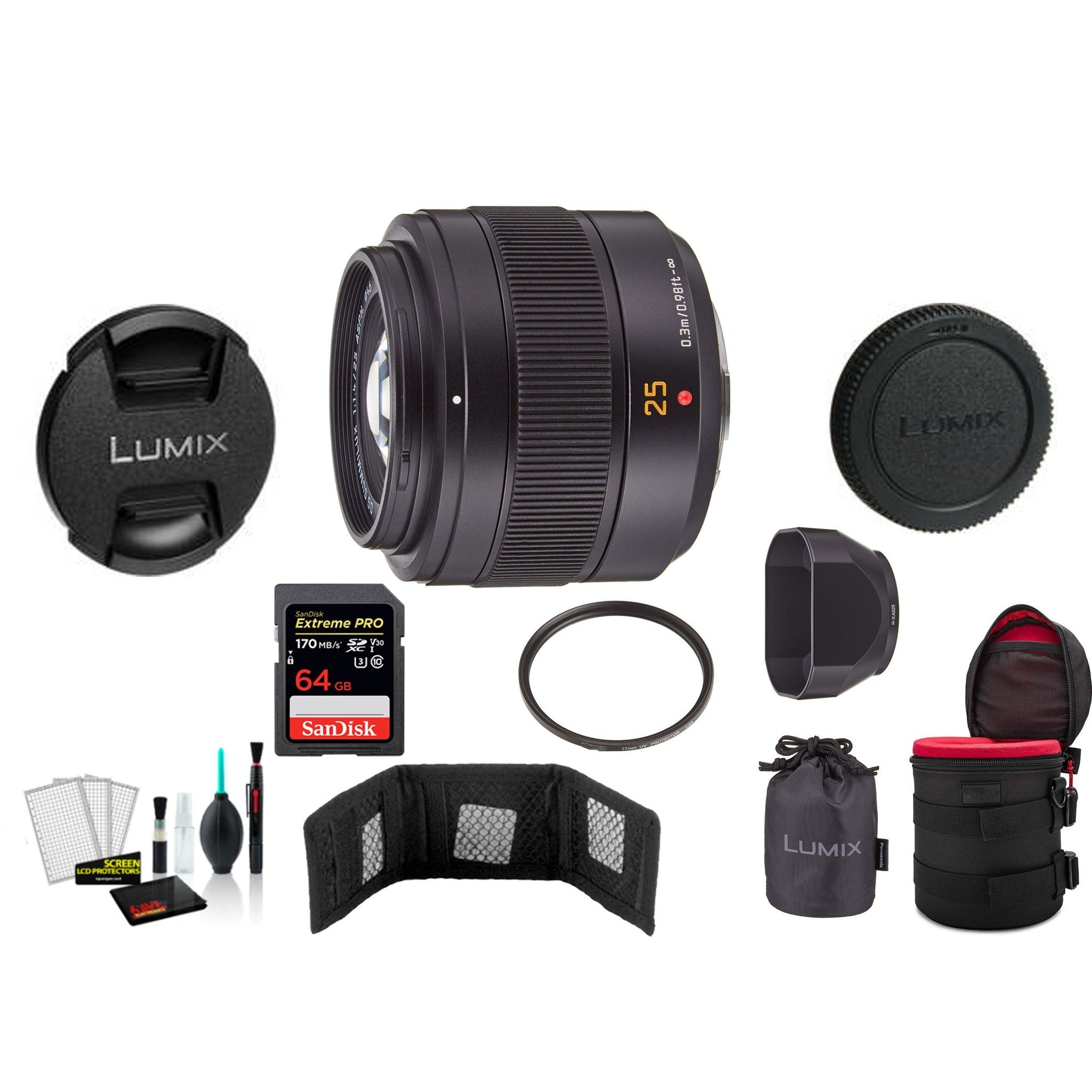 Panasonic Leica DG Summilux 25mm f/1.4 II ASPH. Lens with Memory Card International Model