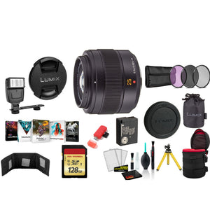 Panasonic Leica DG Summilux 25mm f/1.4 II ASPH. Lens with 128GB Memory Card and More International Model