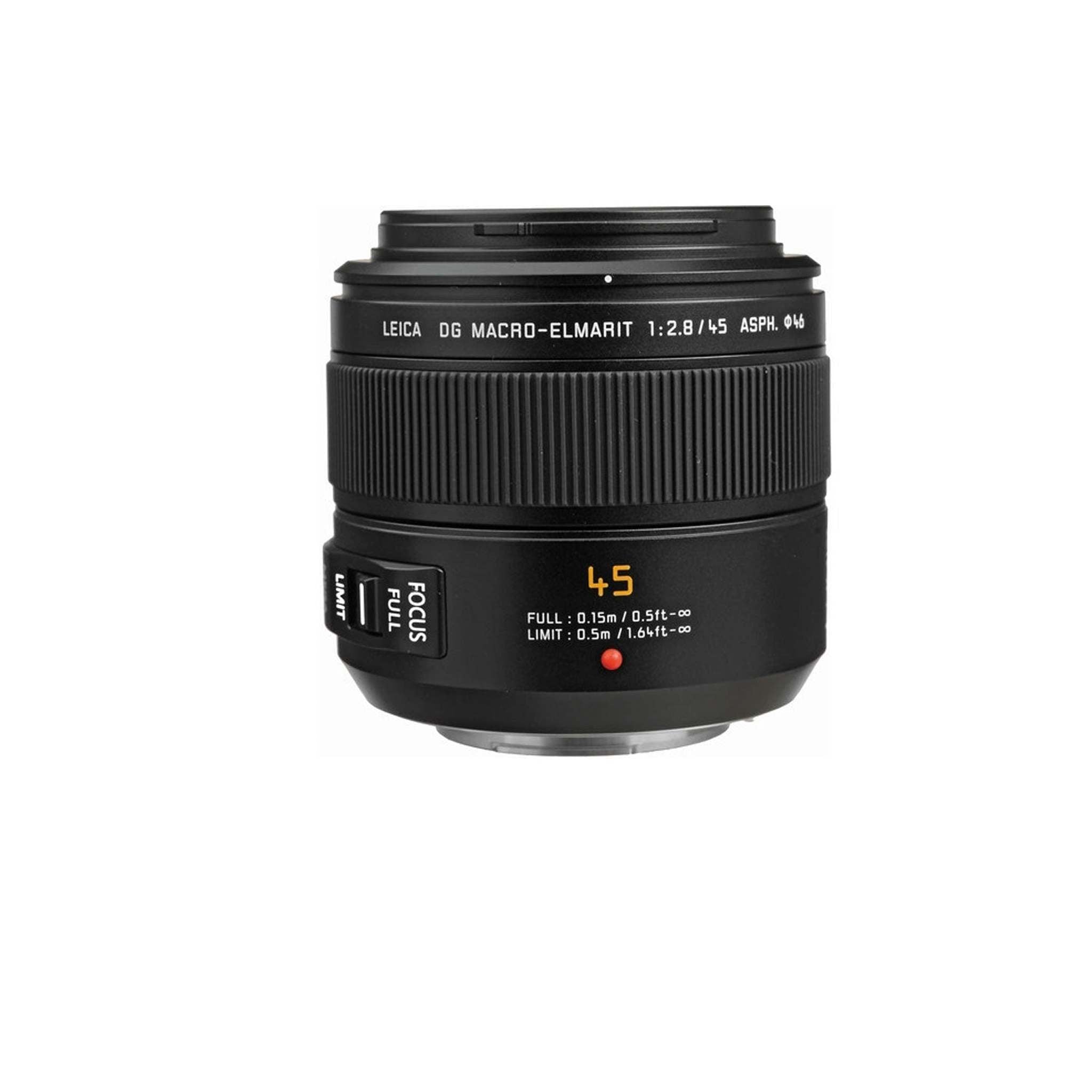 Panasonic Leica DG Macro-Elmarit 45mm f/2.8 ASPH. MEGA O.I.S. Lens with 2x 64 Memory Cards International Model