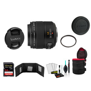 Panasonic Leica DG Macro-Elmarit 45mm f/2.8 ASPH. MEGA O.I.S. Lens Kit with Memory Card International Model