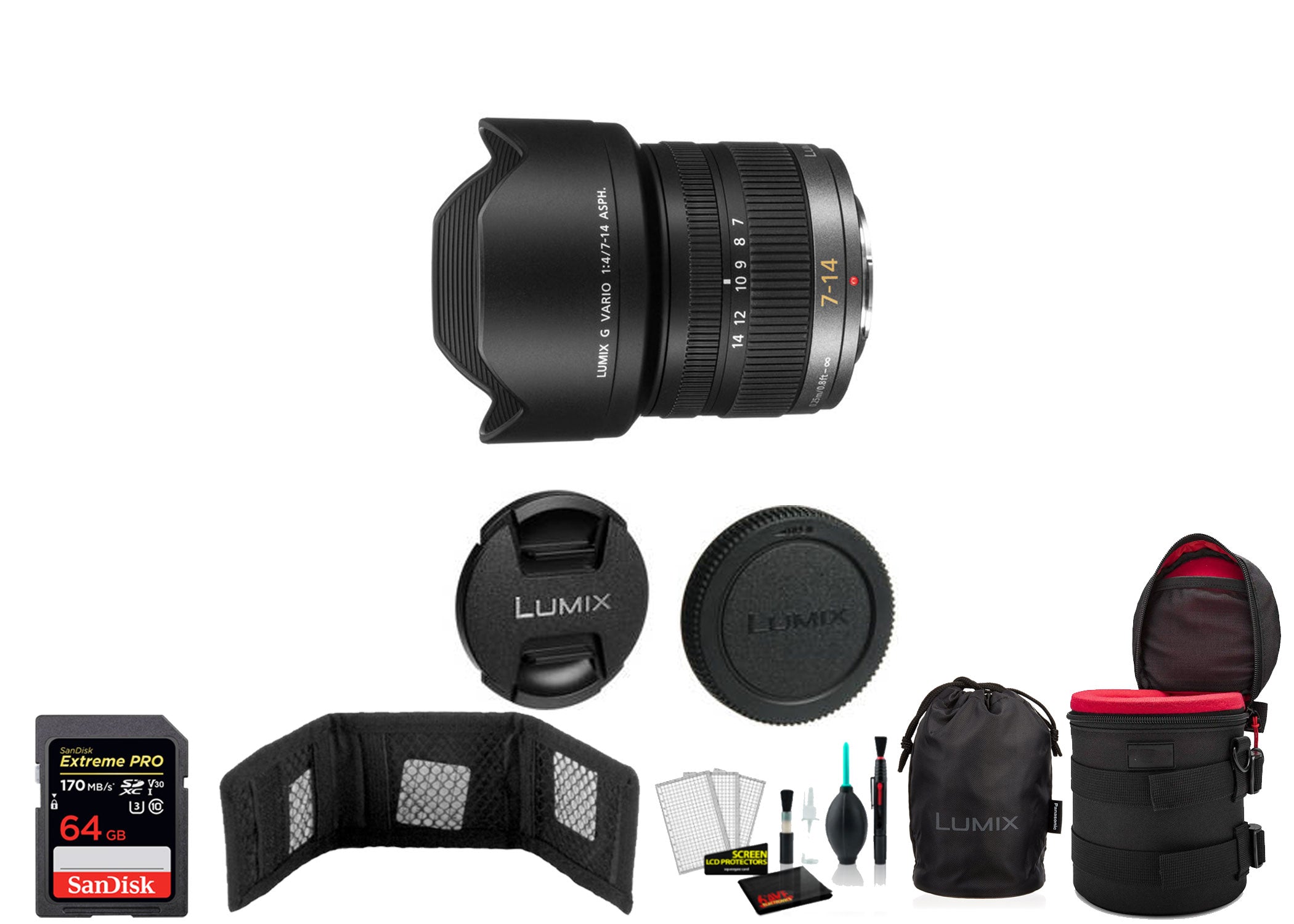 Panasonic Lumix G Vario 7-14mm f/4 ASPH. Lens with Memory Card International Model