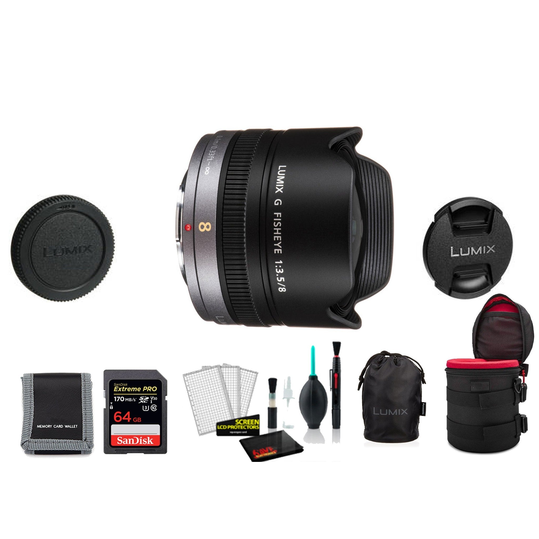 Panasonic Lumix G Fisheye 8mm f/3.5 Lens - Kit with Memory Card PANASONIC
