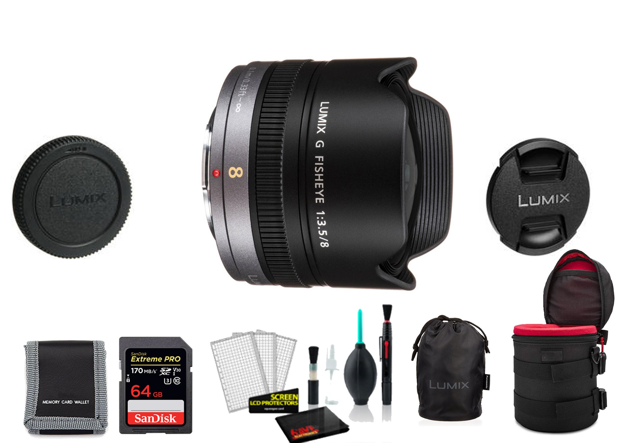 Panasonic Lumix G Fisheye 8mm f/3.5 Lens - Kit with Memory Card