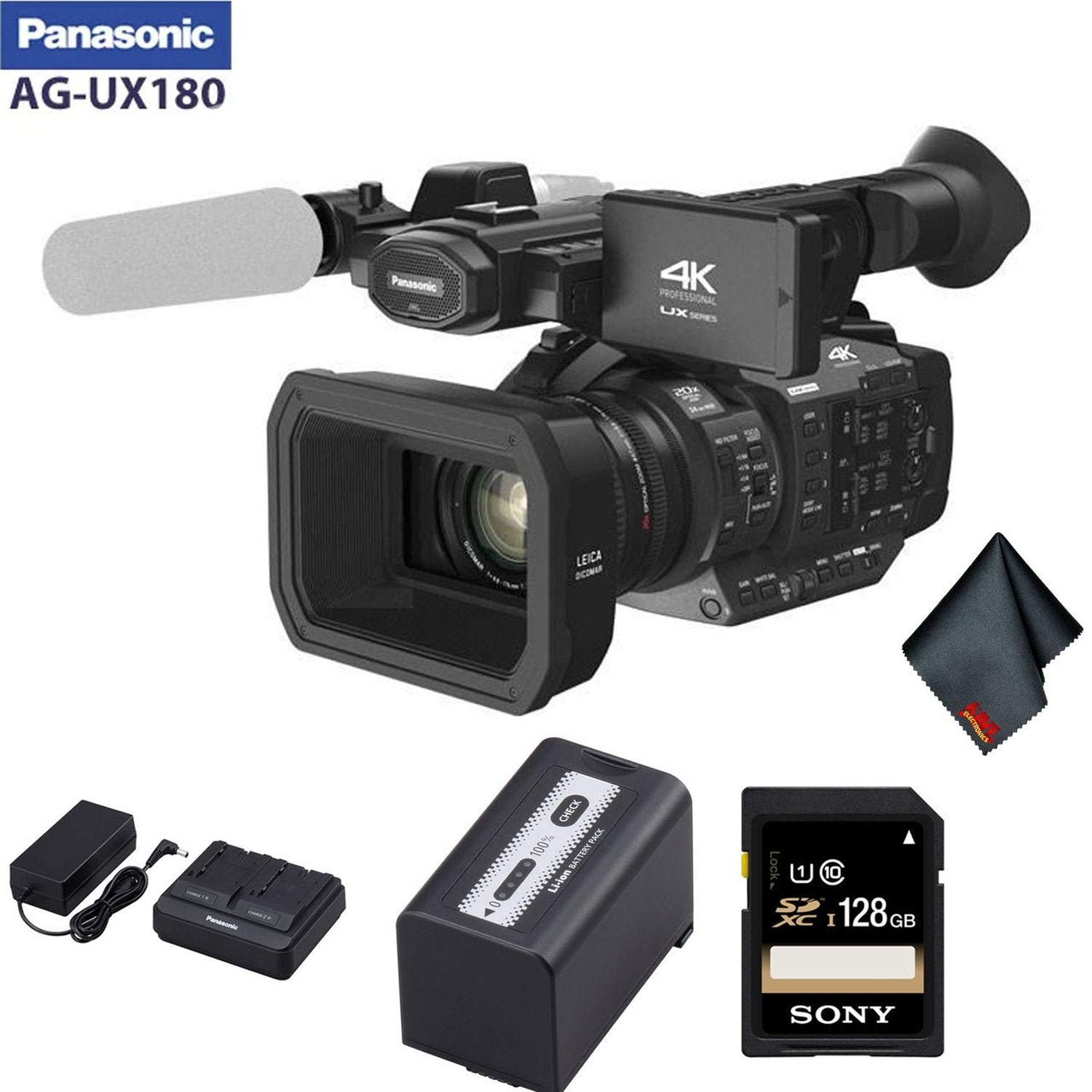 Panasonic AG-UX180 4K Premium Professional Camcorder - Starter Bundle