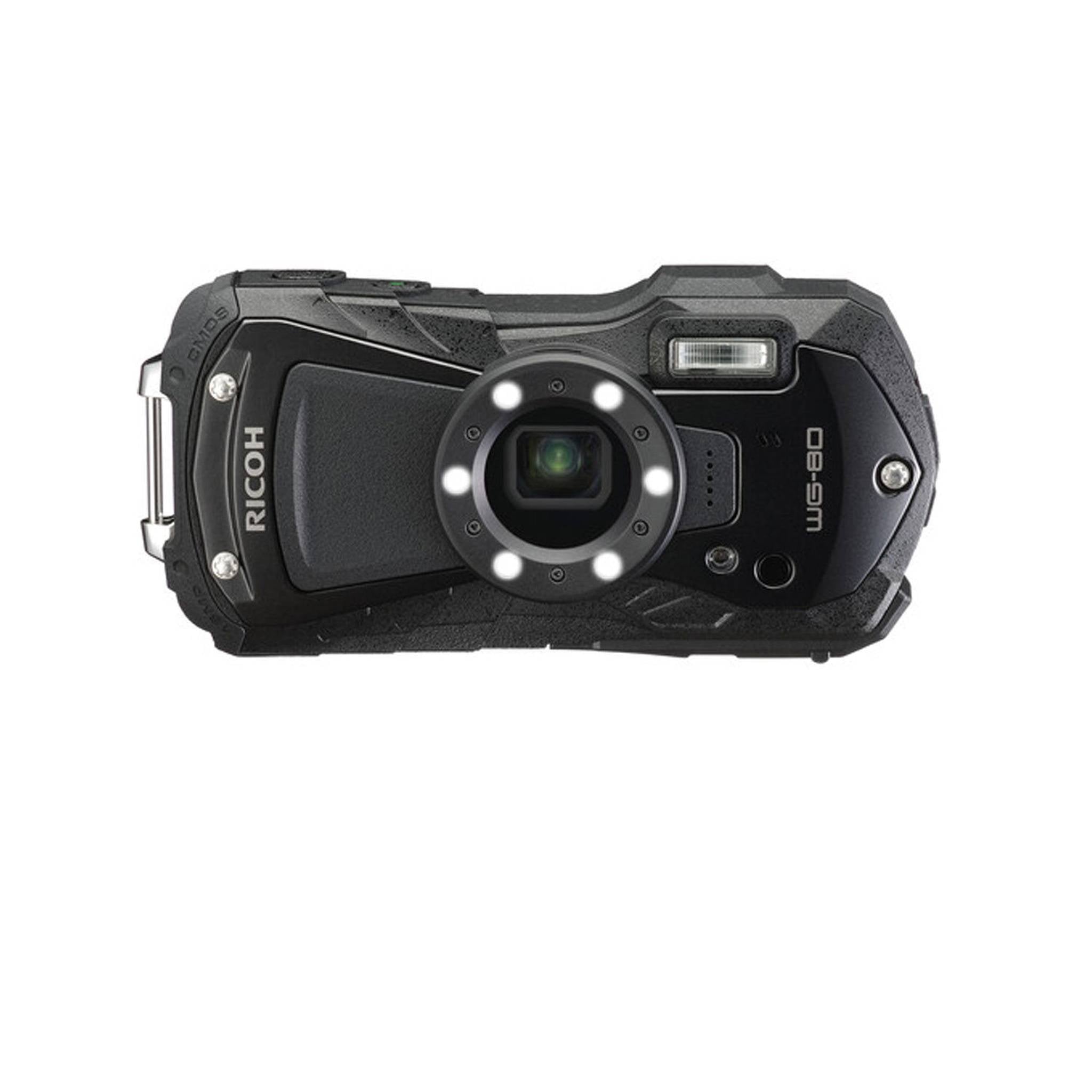 Ricoh WG-80 Waterproof Digital Camera Black with 256GB Memory Card International Model