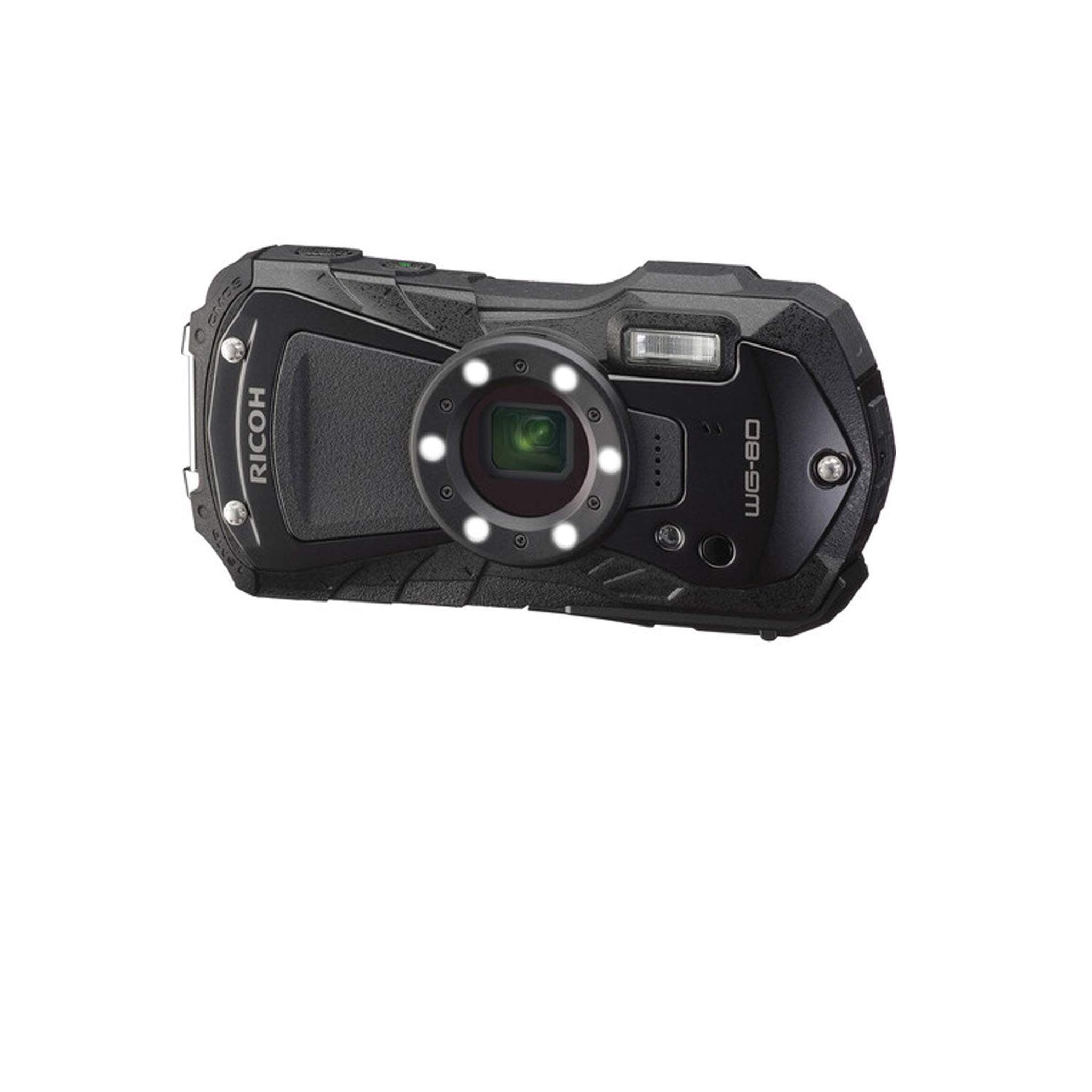 Ricoh WG-80 Waterproof Digital Camera Black with 256GB Memory Card International Model