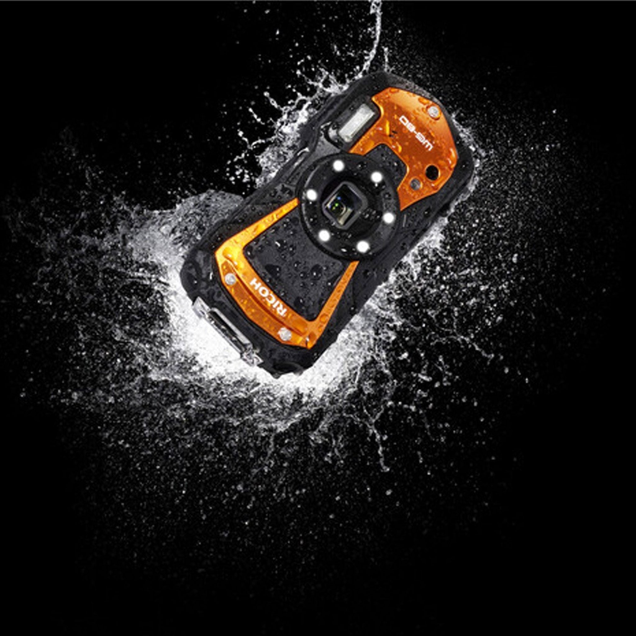 Ricoh WG-80 Waterproof Digital Camera Orange with 256GB Memory Card International Model